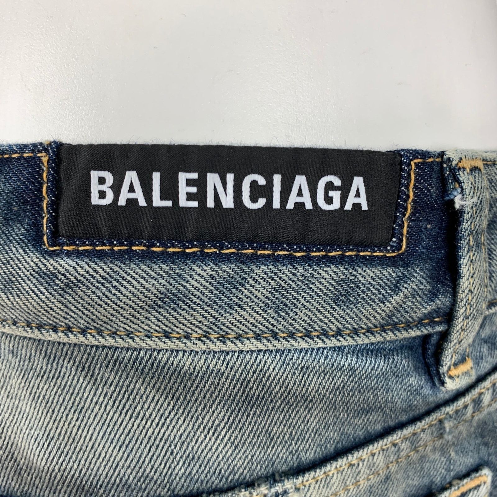Balenciaga Size 6 Blue Grey Cotton Distressed Pencil Long Skirt Size 28" / US 6 / IT 42 - 4 Thumbnail
