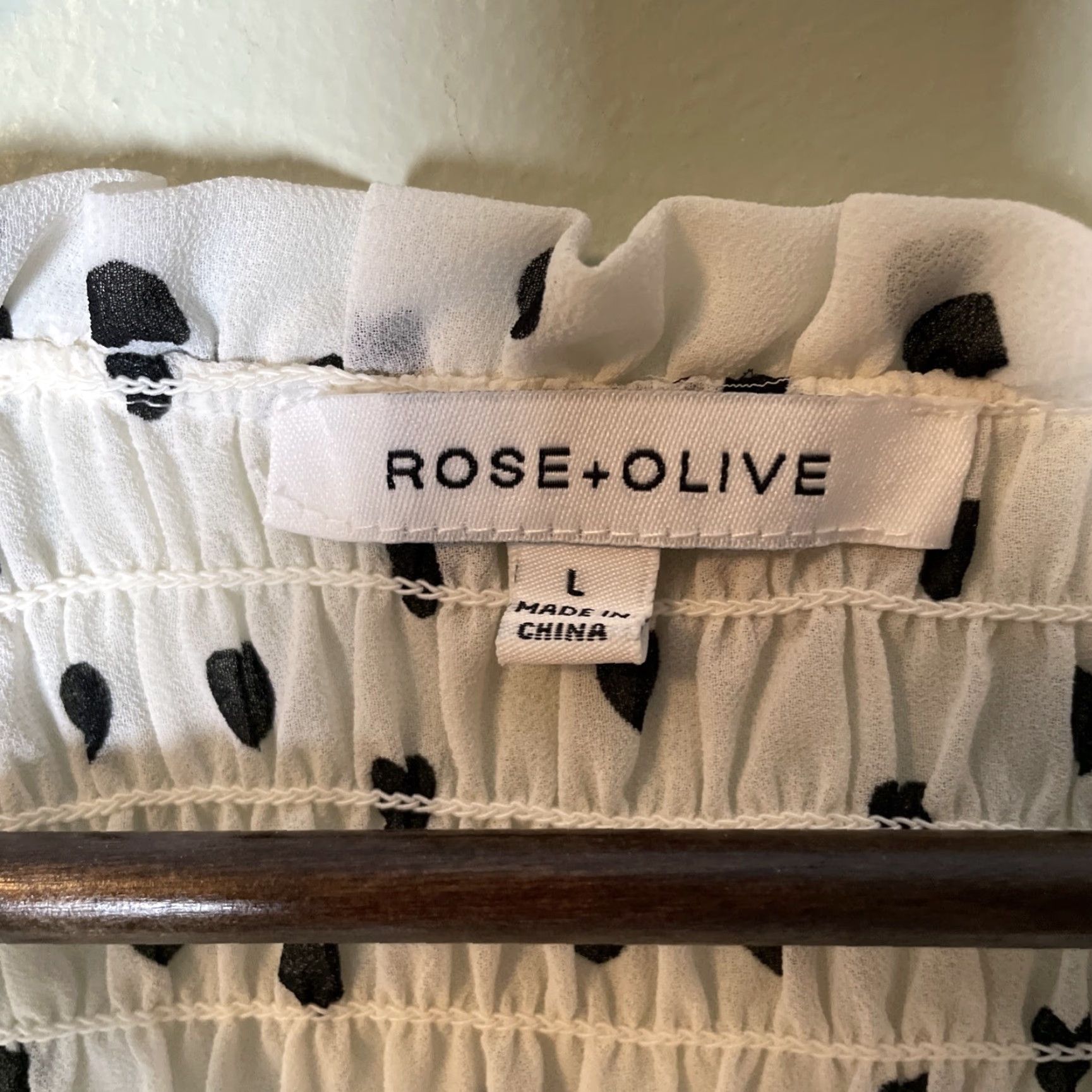 Vintage Rose + Olive Blouse L White Hearts Print Chiffon Balloon Sleeve Ruffle Neck Sheer Casual Women Size L / US 10 / IT 46 - 7 Thumbnail