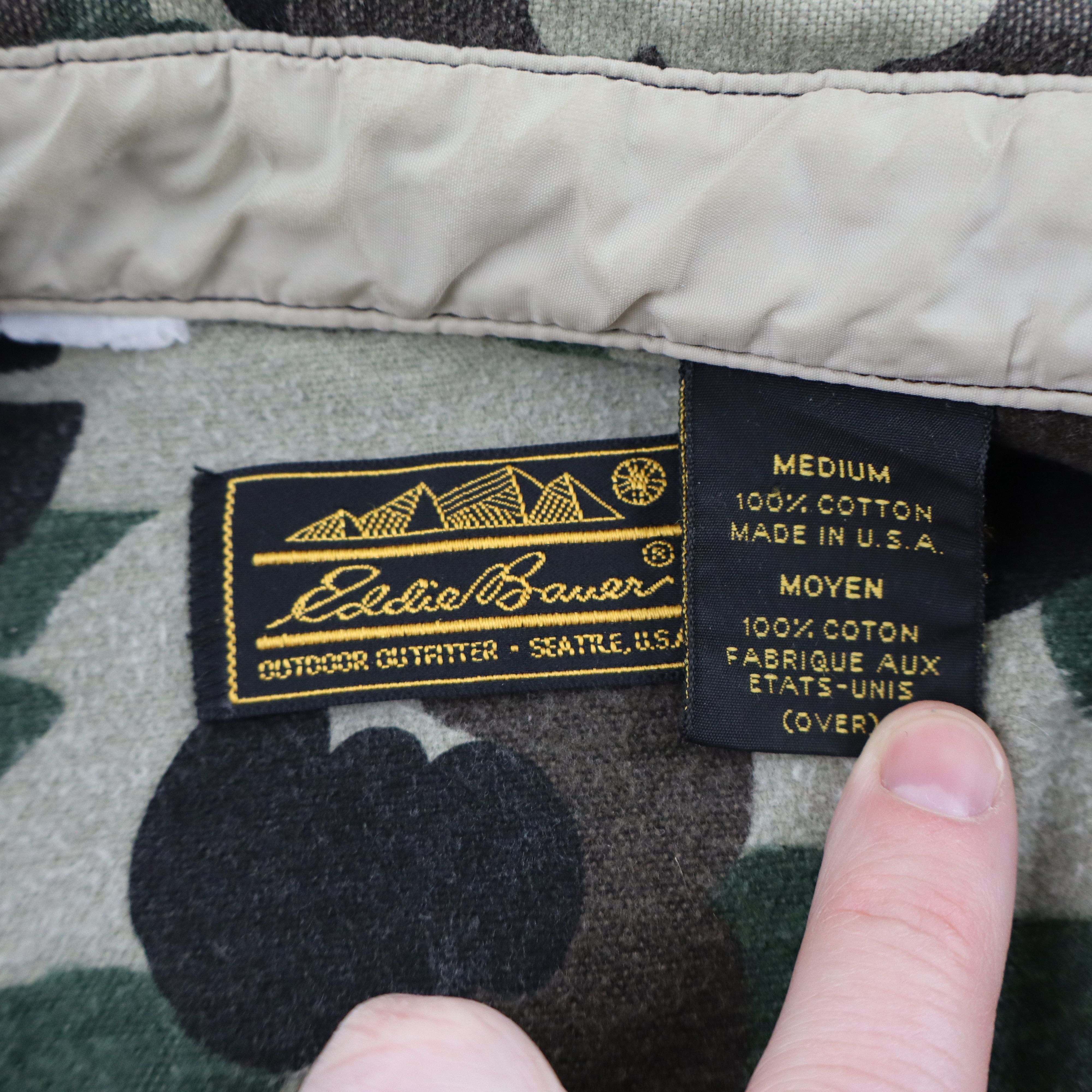 Eddie Bauer × Vintage Vintage 90s Camo Military Flannel Button Down Shirt Shacket Size US M / EU 48-50 / 2 - 8 Thumbnail