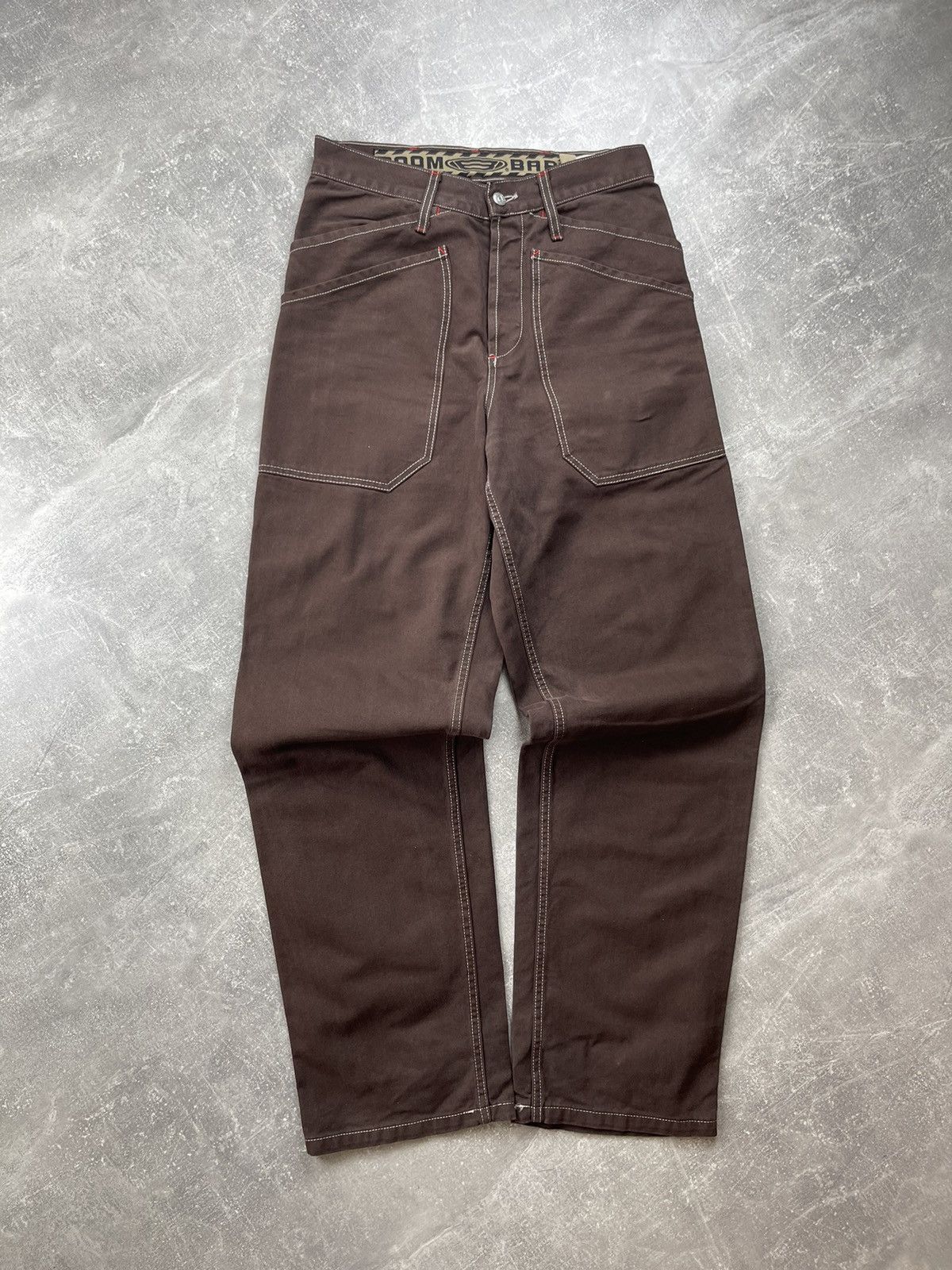 Other Boom Bap Y2K RAP Stitch Detail Heavy Cotton Wide Brown Pants Size US 31 - 7 Thumbnail