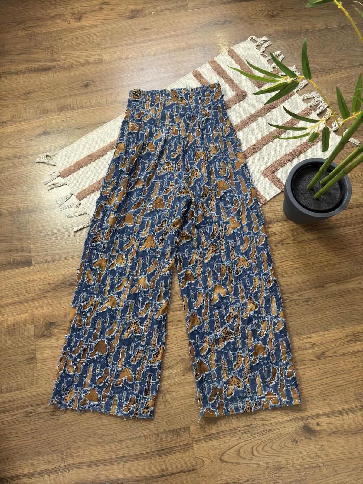 Vintage VINTAGE AVANT GARDE PATCHWORK MESH DENIM PANTS FLARE JEANS Size 28" / US 6 / IT 42 - 6 Thumbnail