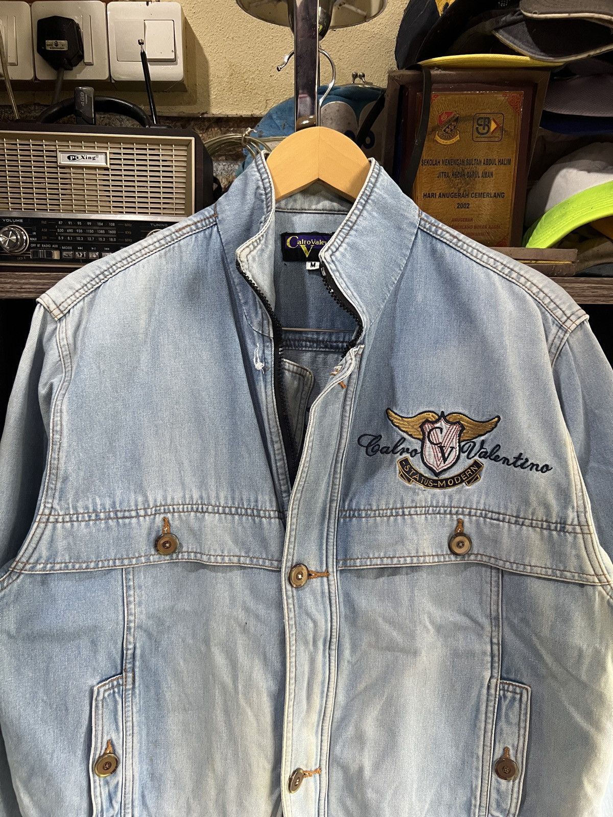 Other 🔥Vintage Distressed Calro Valentino Status Denim Jacket Size US M / EU 48-50 / 2 - 3 Thumbnail