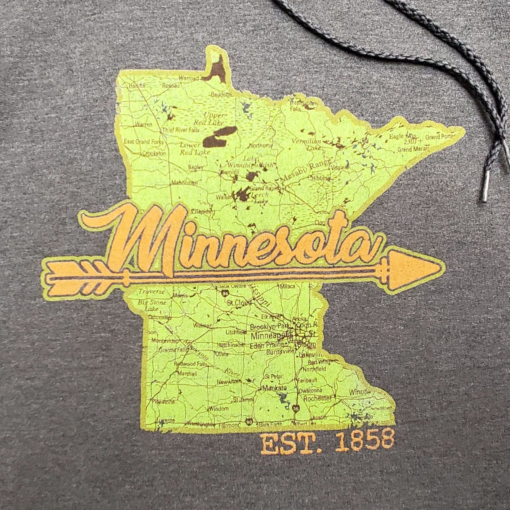 Hanes Hanes Minnesota Hoodie Women L Charcoal Map Lakes Tourist Northern Bemidji Outdoor Pullover Sweatshirt Solid Gray Size L / US 10 / IT 46 - 2 Thumbnail