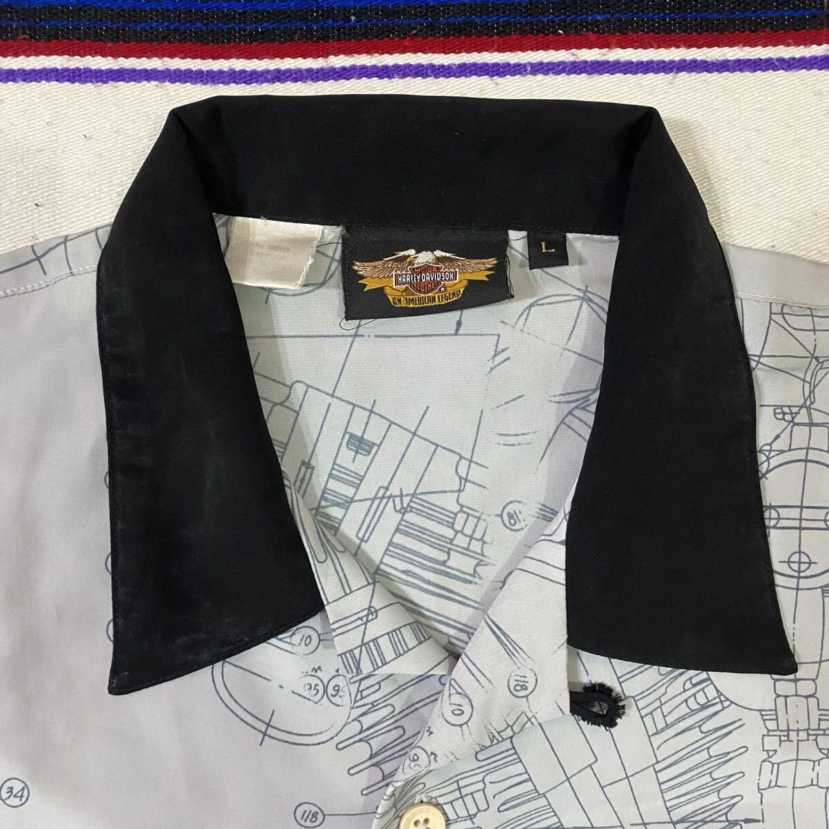 Harley Davidson × Vintage VINTAGE HARLEY DAVIDSON OVERPRINTED SHIRT SHIRT Size US L / EU 52-54 / 3 - 3 Thumbnail