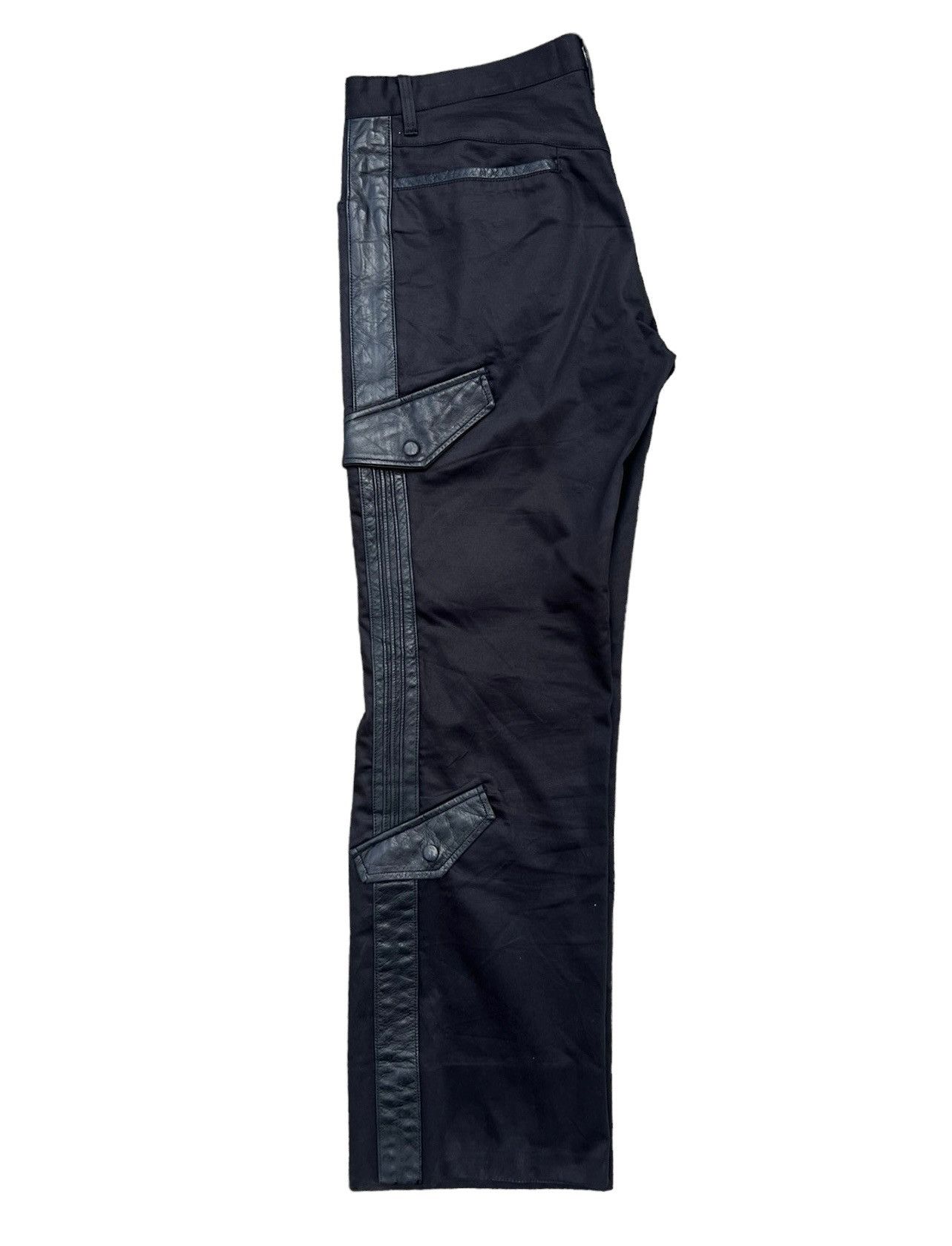 Vintage Vintage KENJI ITO Japan Leather Stripe Cargo Trouser Pant Size US 31 - 3 Thumbnail