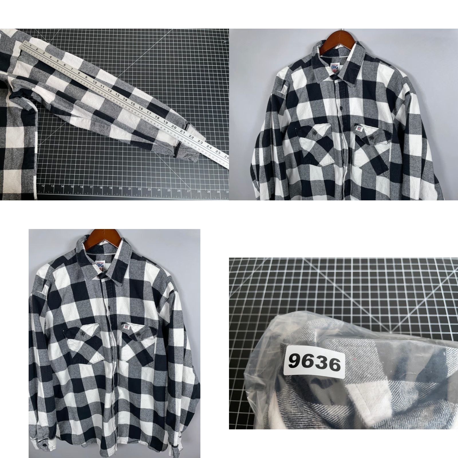 Vintage Big Bill Flannel Shirt Men XL White Black Buffalo Plaid Heavyweight Workwear 90s Grunge USA Size US XL / EU 56 / 4 - 8 Thumbnail