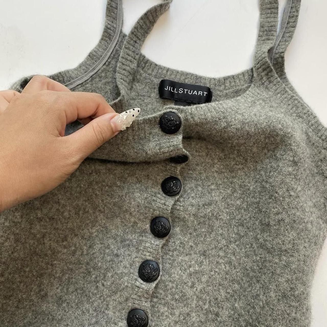 Jil Stuart Y2K Jill Stuart Grey Wool Knit Button-Up Romper/Playsuit Size XS / US 0-2 / IT 36-38 - 6 Thumbnail