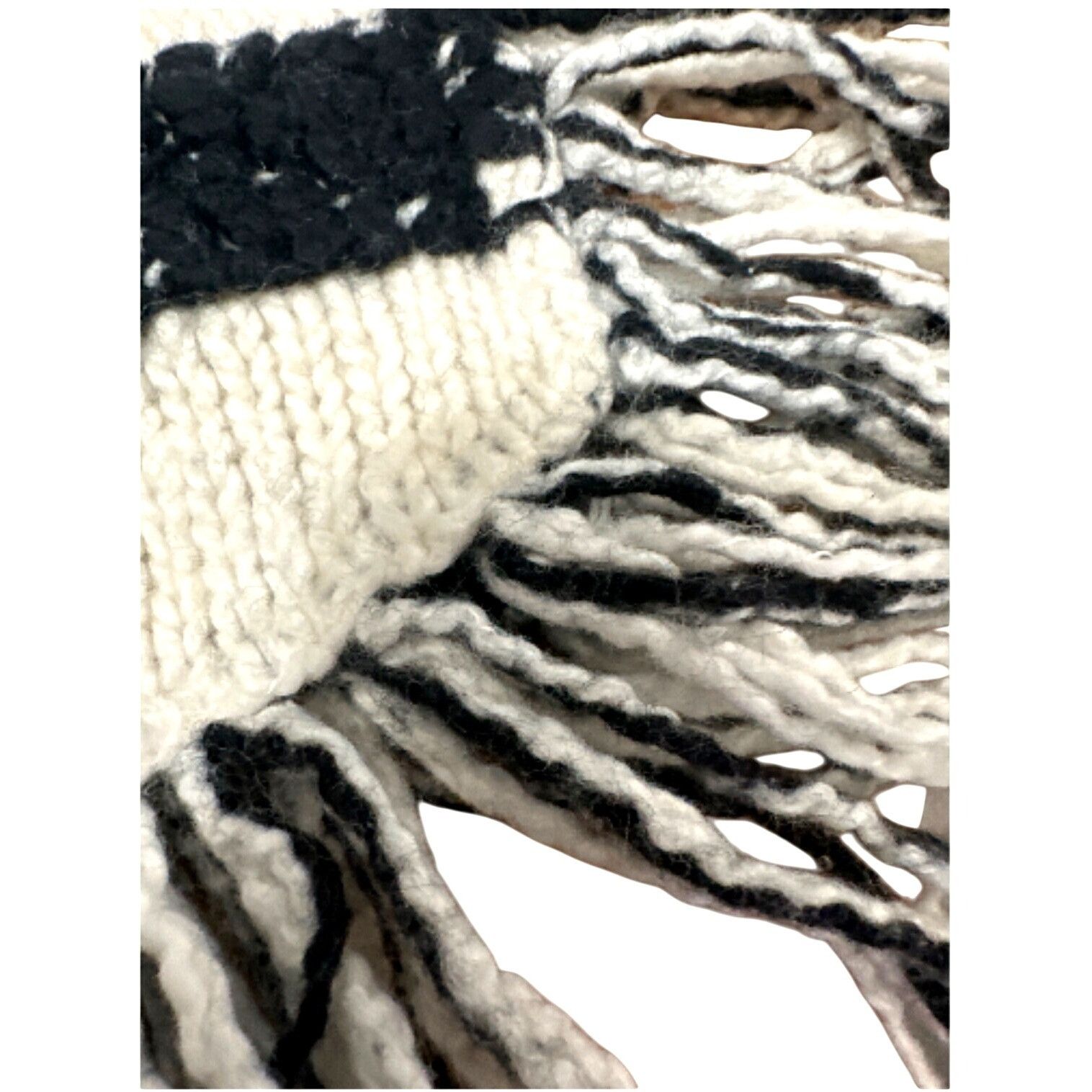 Other CCC Handcrafted Luxury Black White Poncho Geometric Design F Size ONE SIZE - 8 Thumbnail
