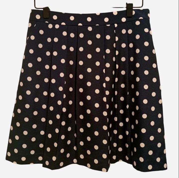 J.Crew J. Crew Polka Dot Navy Mini Skirt Size 25" / US 0 / IT 36 - 2 Thumbnail