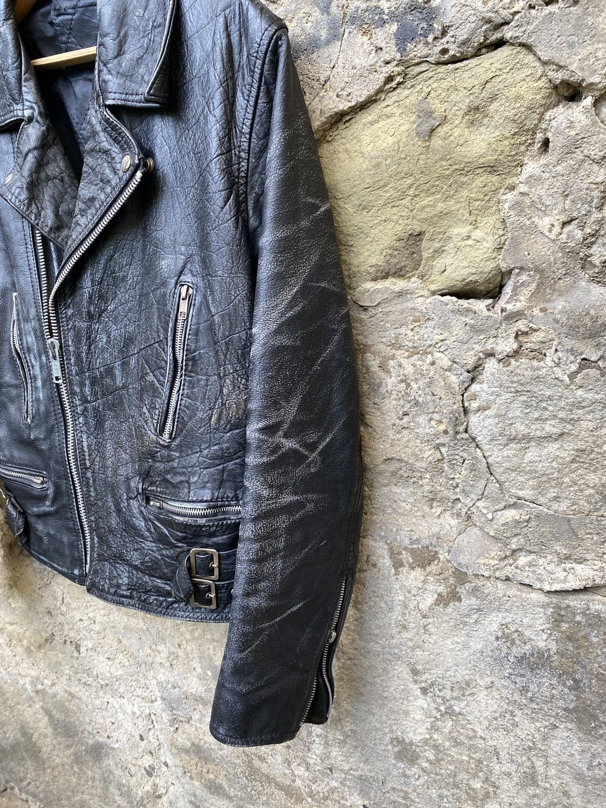 Vintage Vintage 80s Distressed Punk Lightning Leather Biker Jacket Size US L / EU 52-54 / 3 - 10 Thumbnail