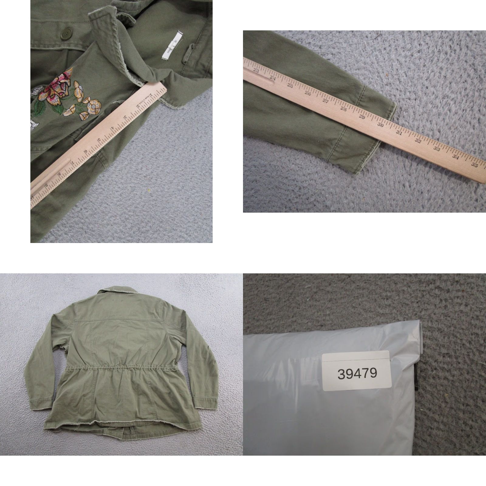 Vintage Maurices Womens Olive Green Cotton Embroidered Floral Button Up Jacket 1X Slim? Size XL / US 12-14 / IT 48-50 - 8 Thumbnail