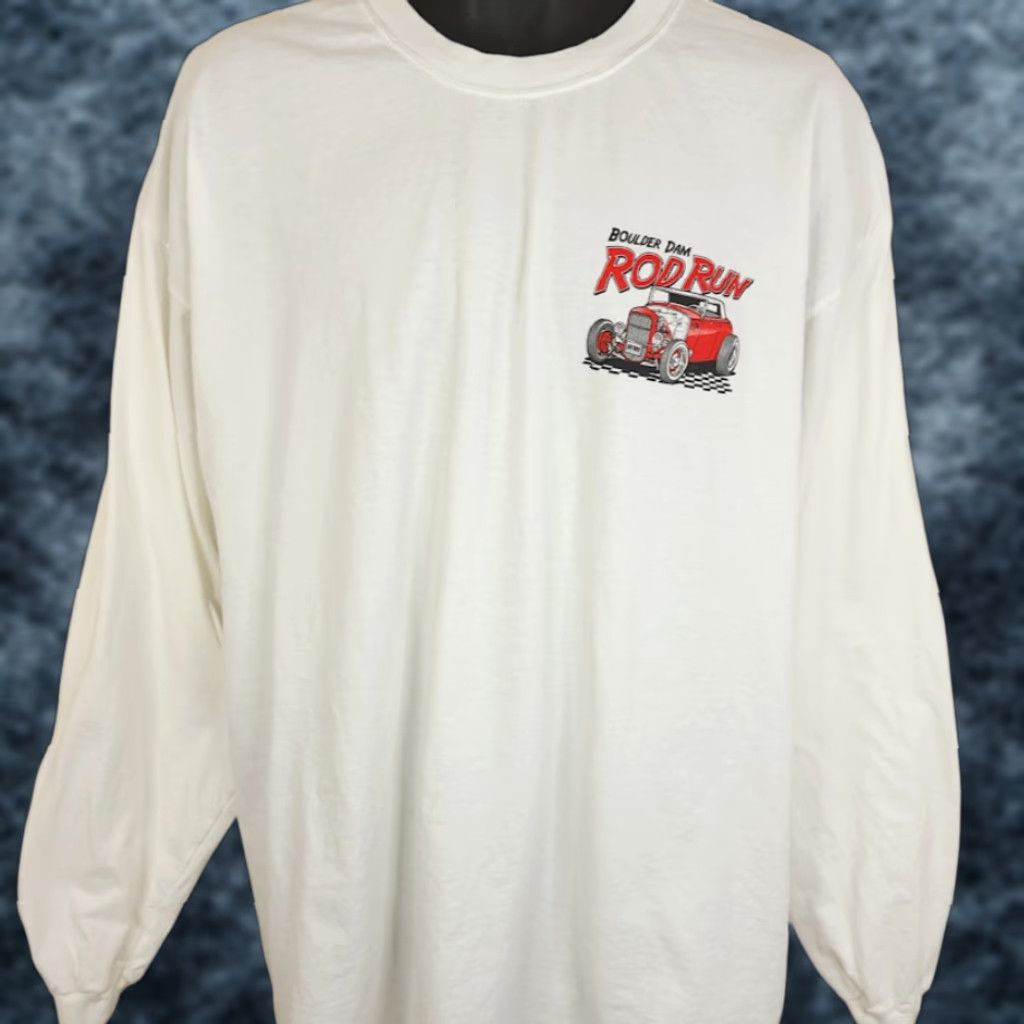 Hanes VINTAGE Hanes T-Shirt Mens 2XL White Cotton Crew Neck Long Sleeve Y2K 2003 Hot Rod Car Show Double-Sided Graphic Print Size US XXL / EU 58 / 5 - 1 Thumbnail