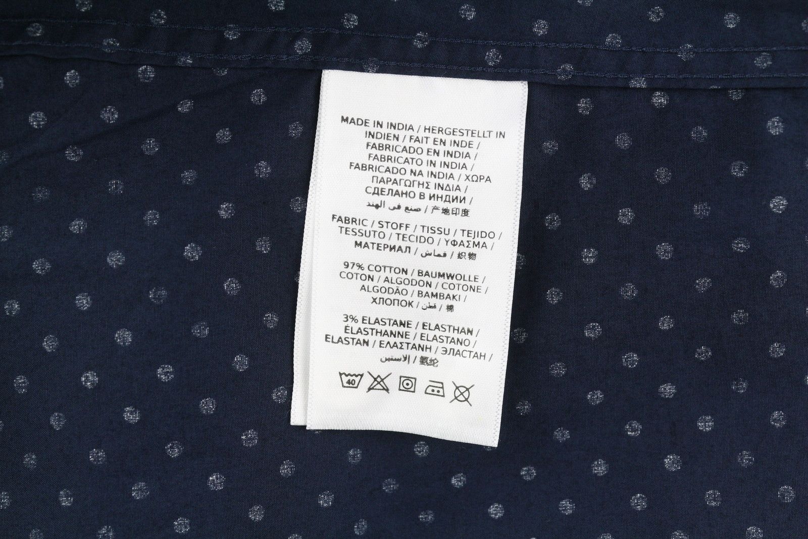 Gant STRETCH BROADCLOTH EU34 Dark Blue Polka Dot Shirt 85149 Size XS / US 0-2 / IT 36-38 - 8 Thumbnail