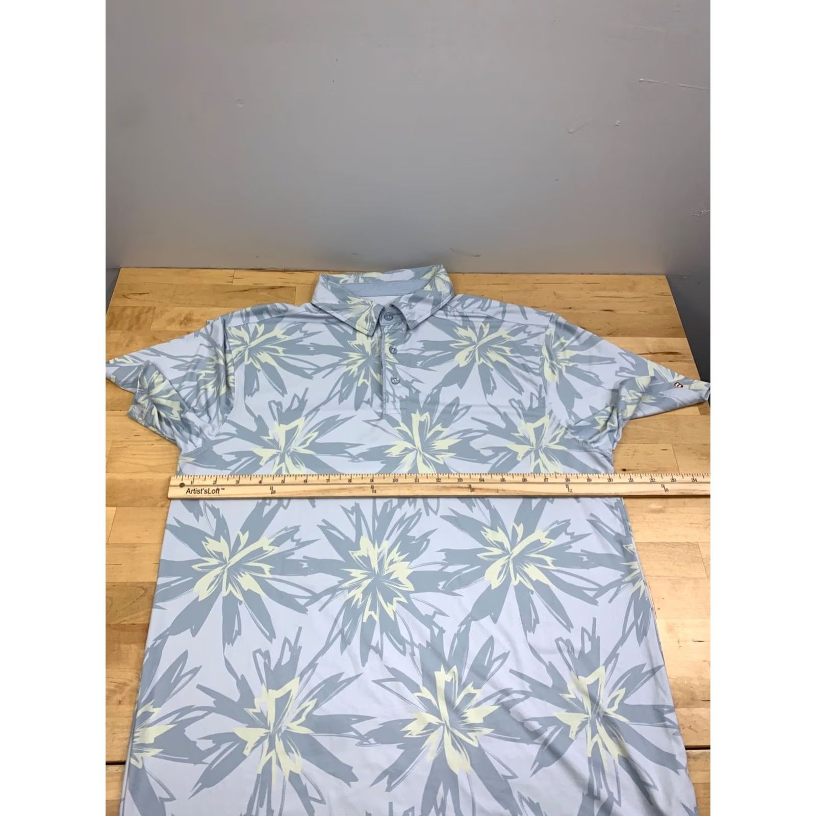 Vintage Breakfast Balls Polo Shirt Men M Blue Floral Golf Stretch Shirt Size US M / EU 48-50 / 2 - 4 Thumbnail