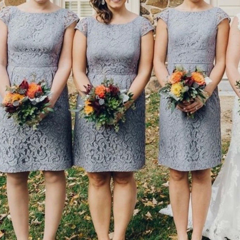 J.Crew J. Crew, Elsa Dress Leavers Lace in Stormy Gray, Bridesmaid Women’s 0 Petite Size XS / US 0-2 / IT 36-38 - 2 Thumbnail