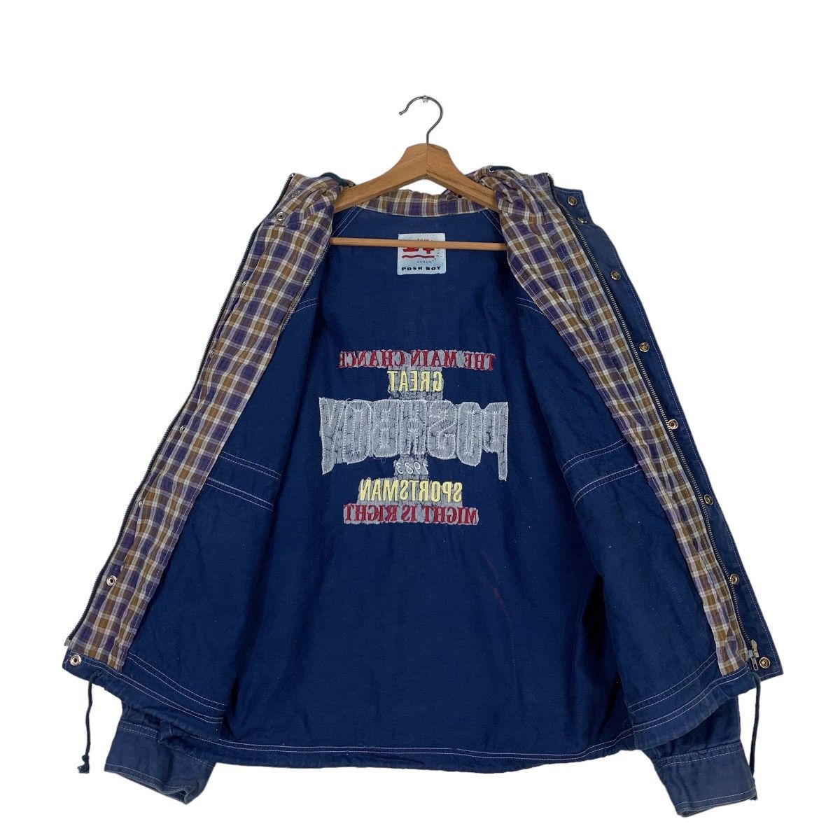 Japanese Brand POSH BOY Big Logo Hooded Chore Jacket #0579-C26 Size US L / EU 52-54 / 3 - 14 Thumbnail