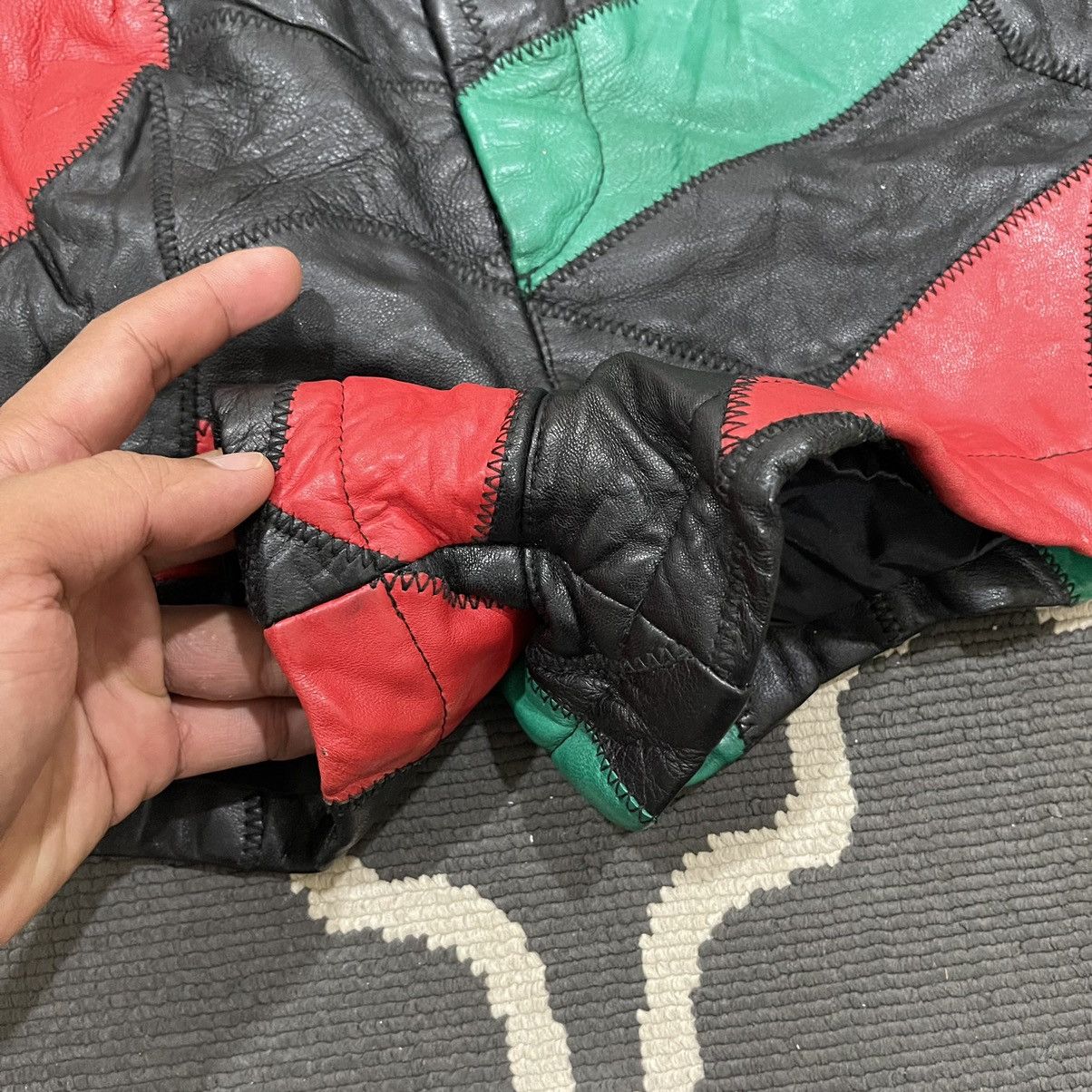 Genuine Leather × Leather × Vintage Rare Genuine Leather Patchwork Short Pants Size 23" - 6 Thumbnail