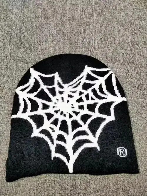 Other Spider Web Heart Graphic No Cuff Beanie Hat Black Size ONE SIZE - 4 Thumbnail