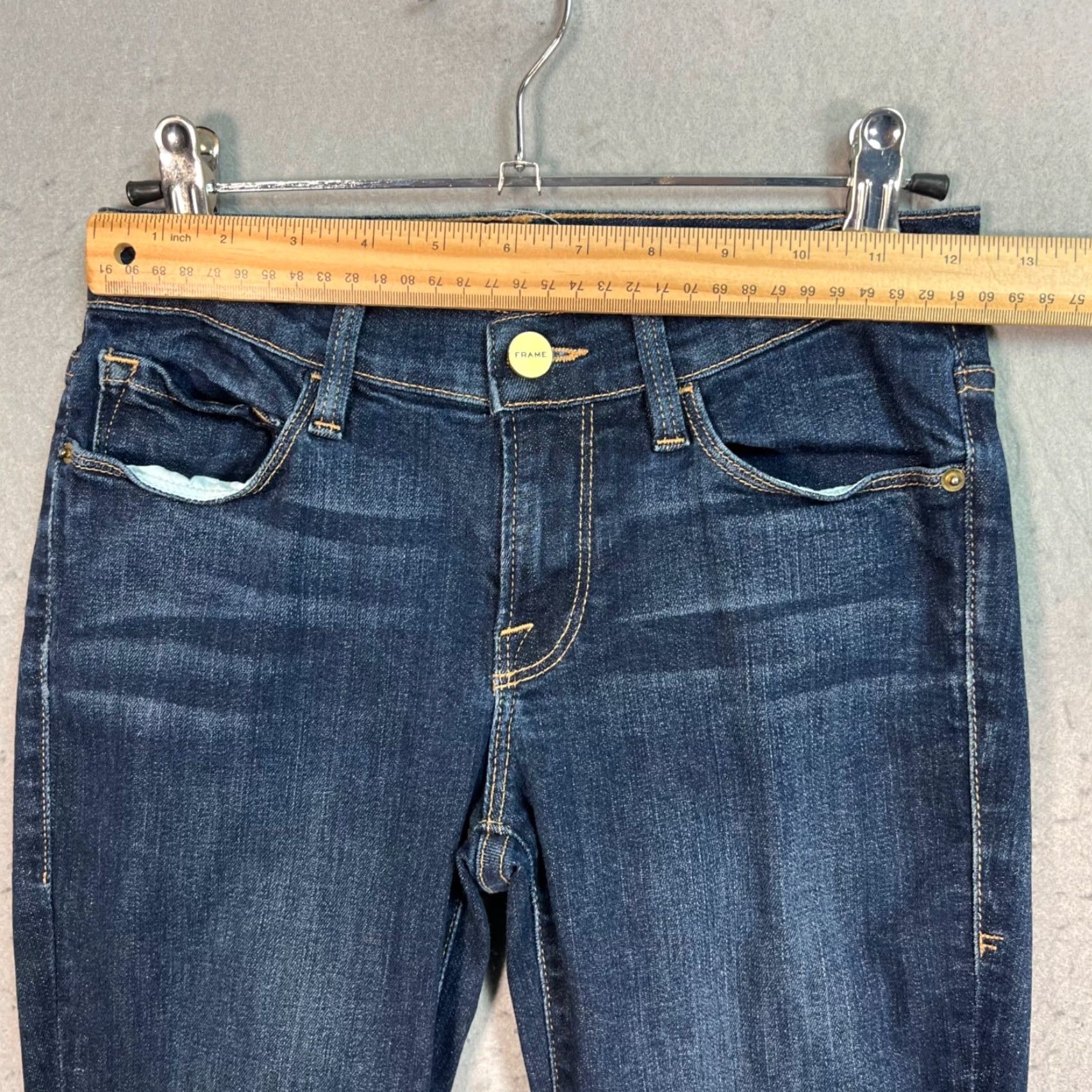 Frame FRAME Le Skinny De Jeanne Jeans Women 25 Dark Wash Mid-Rise Skinny Denim 5-Pocket Stretch Slim Regular Size Type Blue Size 42" / US 20 - 6 Thumbnail