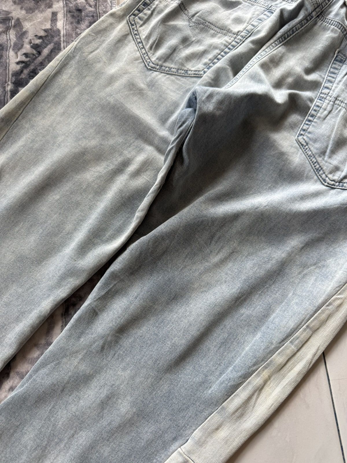 Diesel × Vintage 2000s Diesel Narrot Dr-Ne Denim Hybrid Sweatpants Size US 31 - 12 Thumbnail