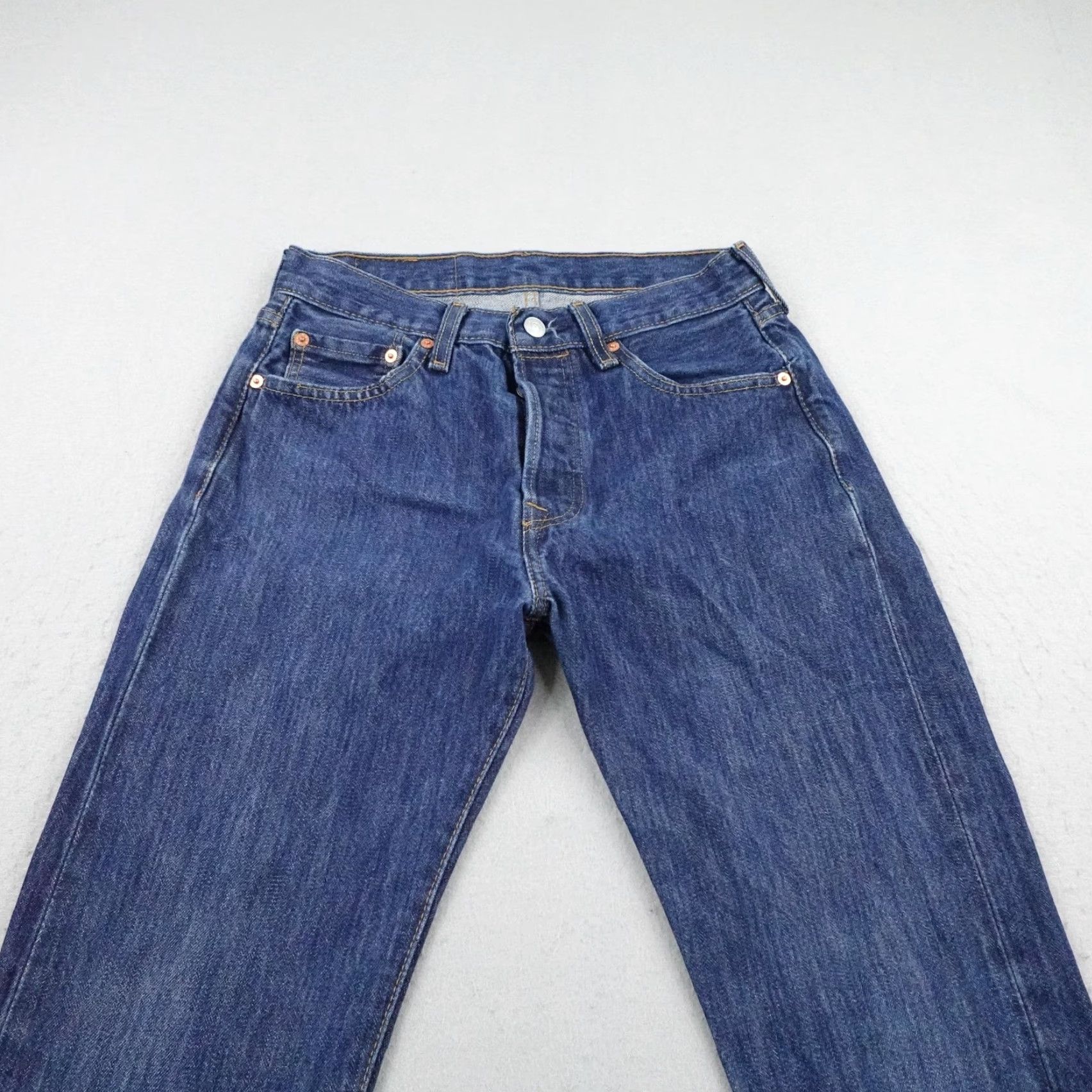 Levi's Levi's Jeans Mens 501 Blue Denim Button Fly Straight Leg 29x30 Vintage? No. 5-Pocket Design Red Tab - Regular Fit, Medium Wash, Cotton - Pants Size US 29 - 2 Thumbnail