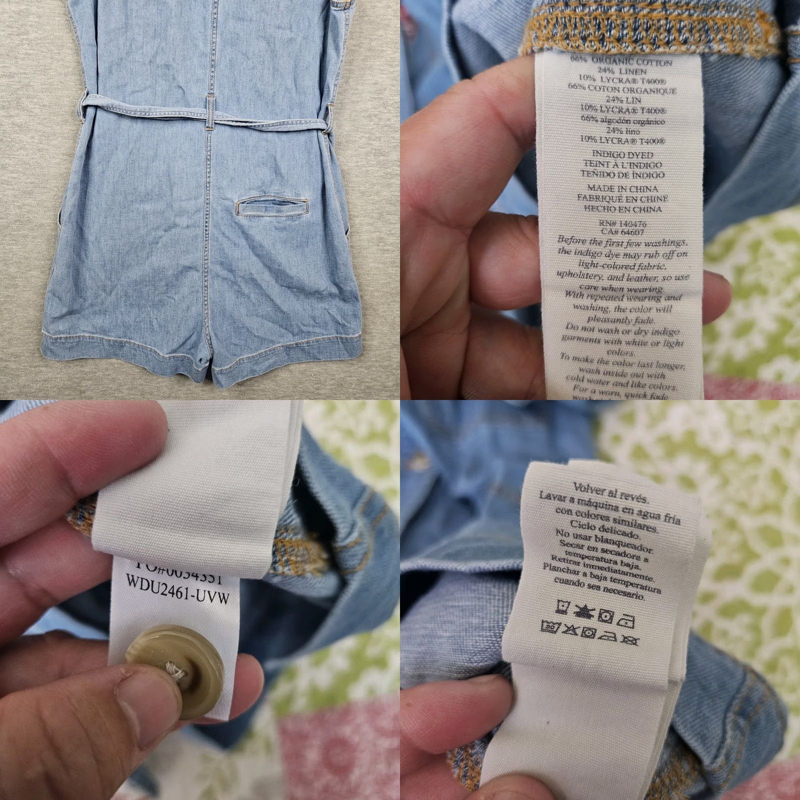 Faherty Faherty Jumpsuit Denim Blue Sleeveless Button Up size 8 Women’s Cotton Linen Blend­ One-Piece Size 30" / US 8 / IT 44 - 8 Thumbnail