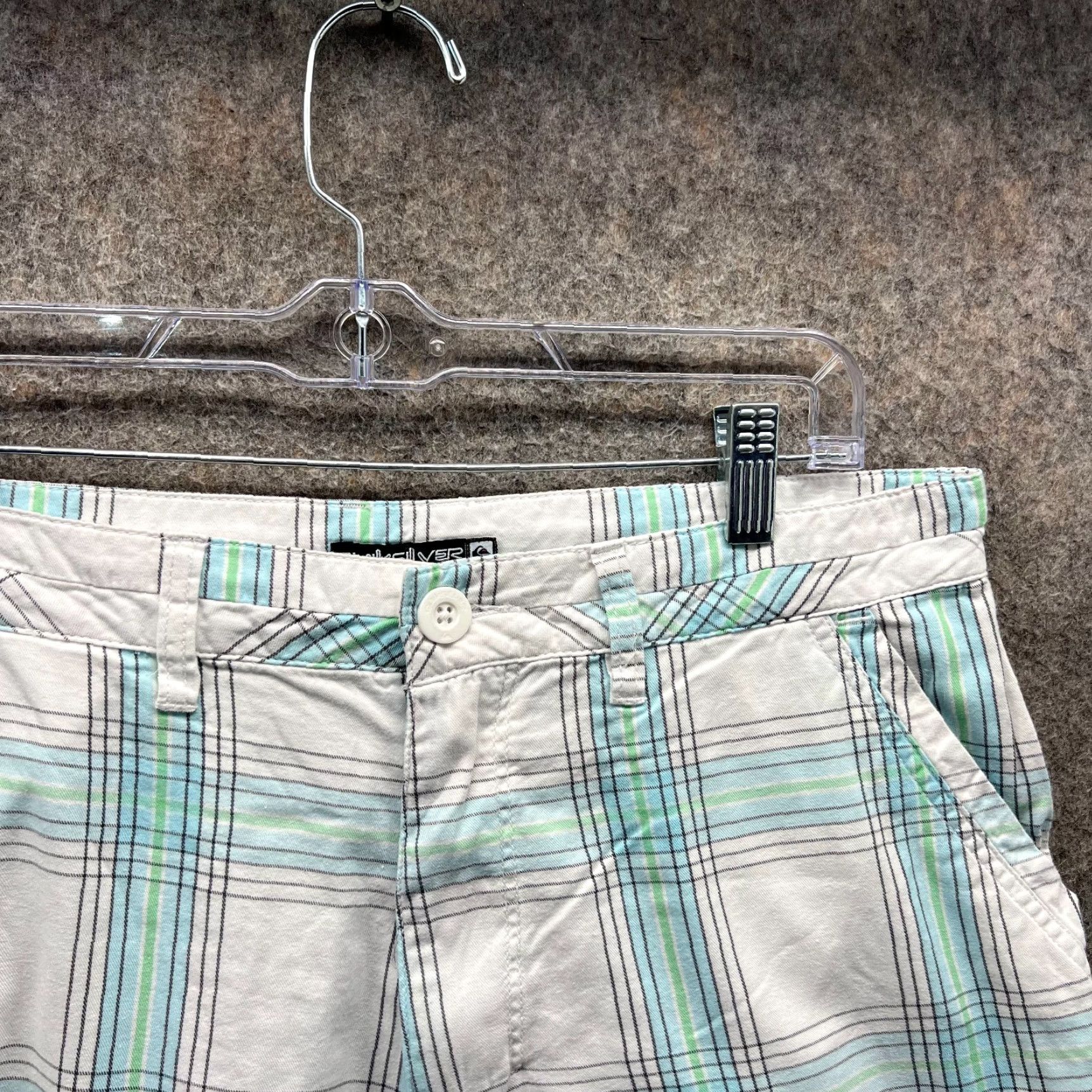 Quiksilver VINTAGE Quiksilver Shorts Men 34 White Blue Chino Flat Front Plaid Classic Y2K Size US 34 / EU 50 - 7 Thumbnail