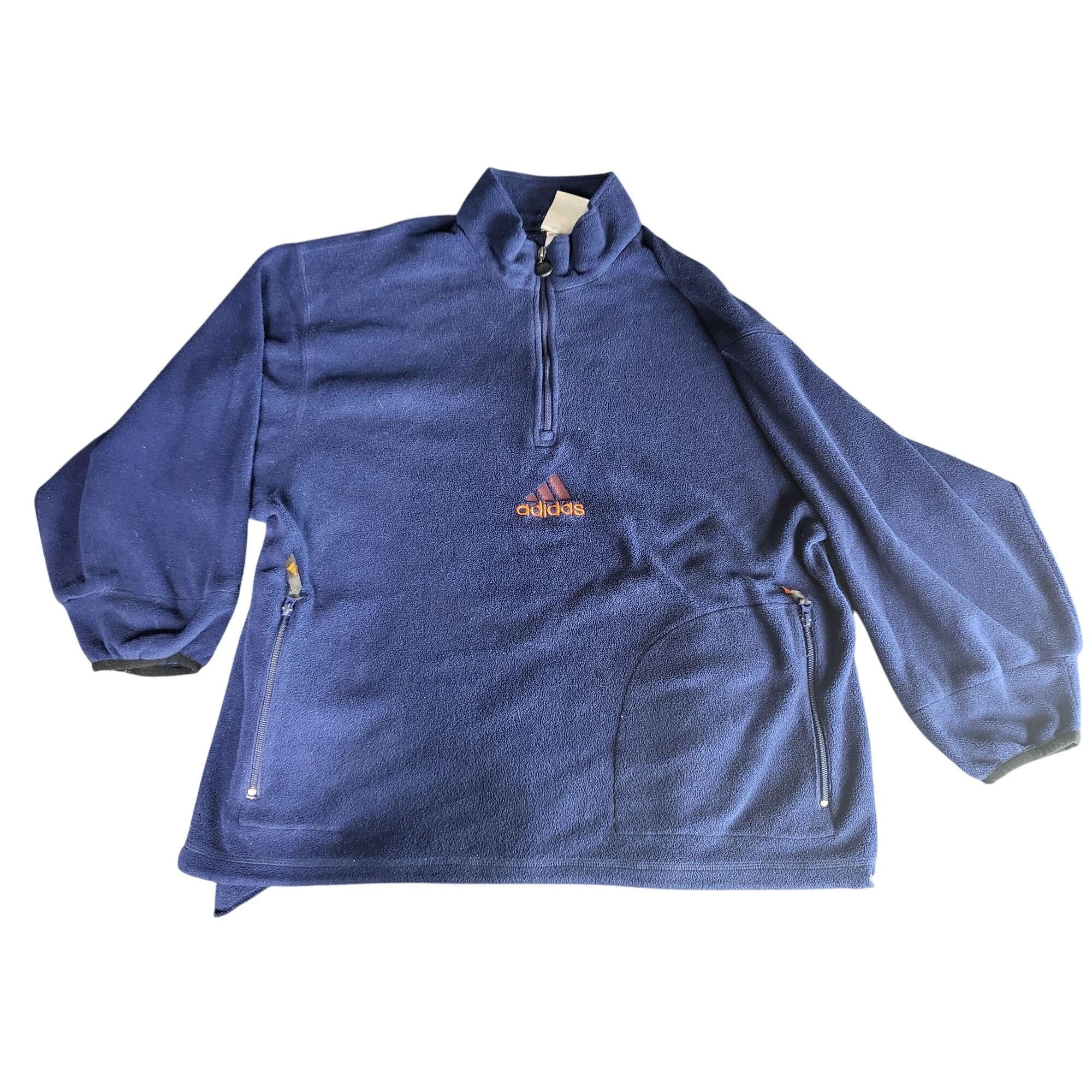 Adidas Vintage Adidas Half Zip Fleece Men Sz XL 90s Blue Orange Cen Size US XL / EU 56 / 4 - 1 Thumbnail