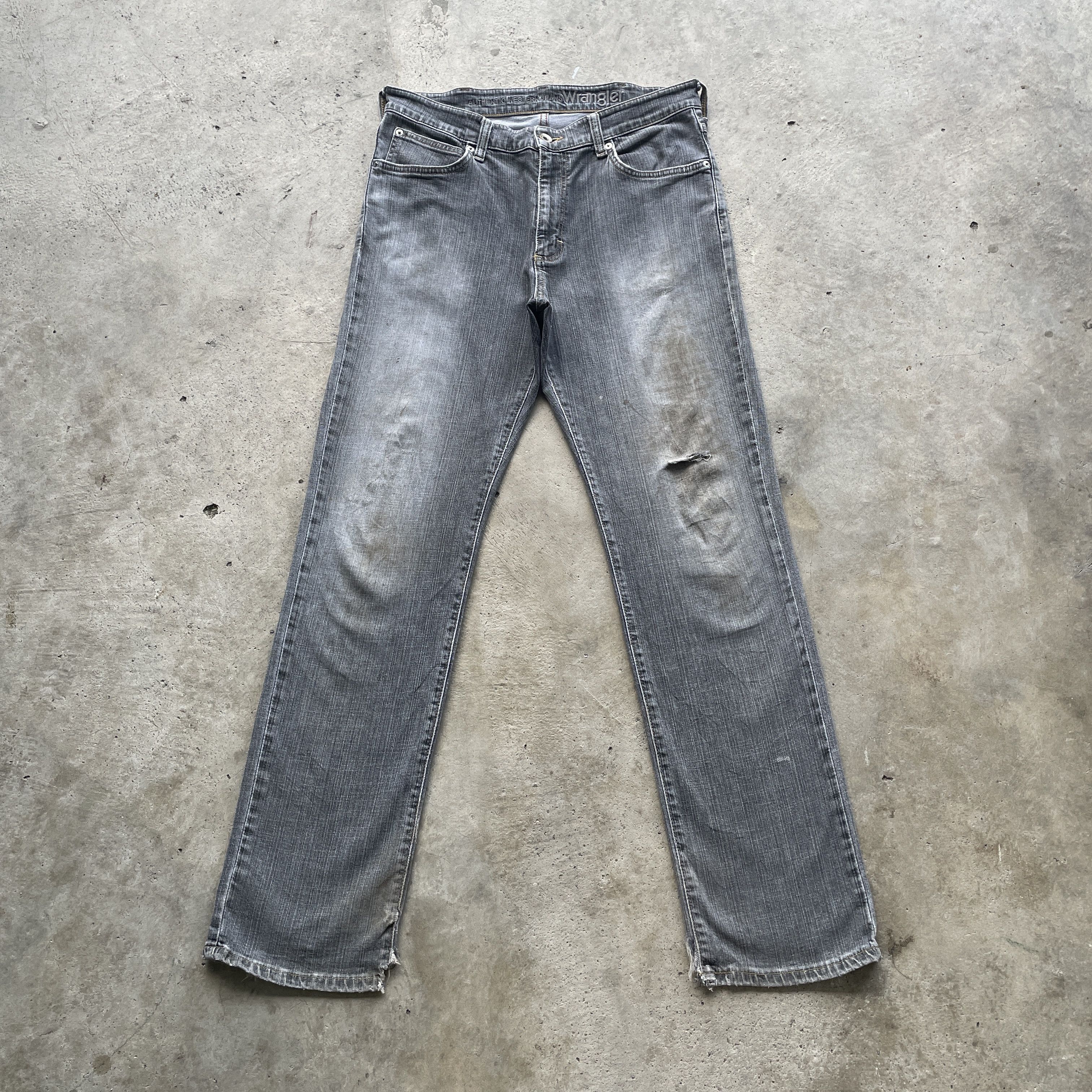 Wrangler VINTAGE WRANGLER FADED BLACK DISTRESSED DENIM PANTS JEAN W33 Size US 33 - 3 Thumbnail