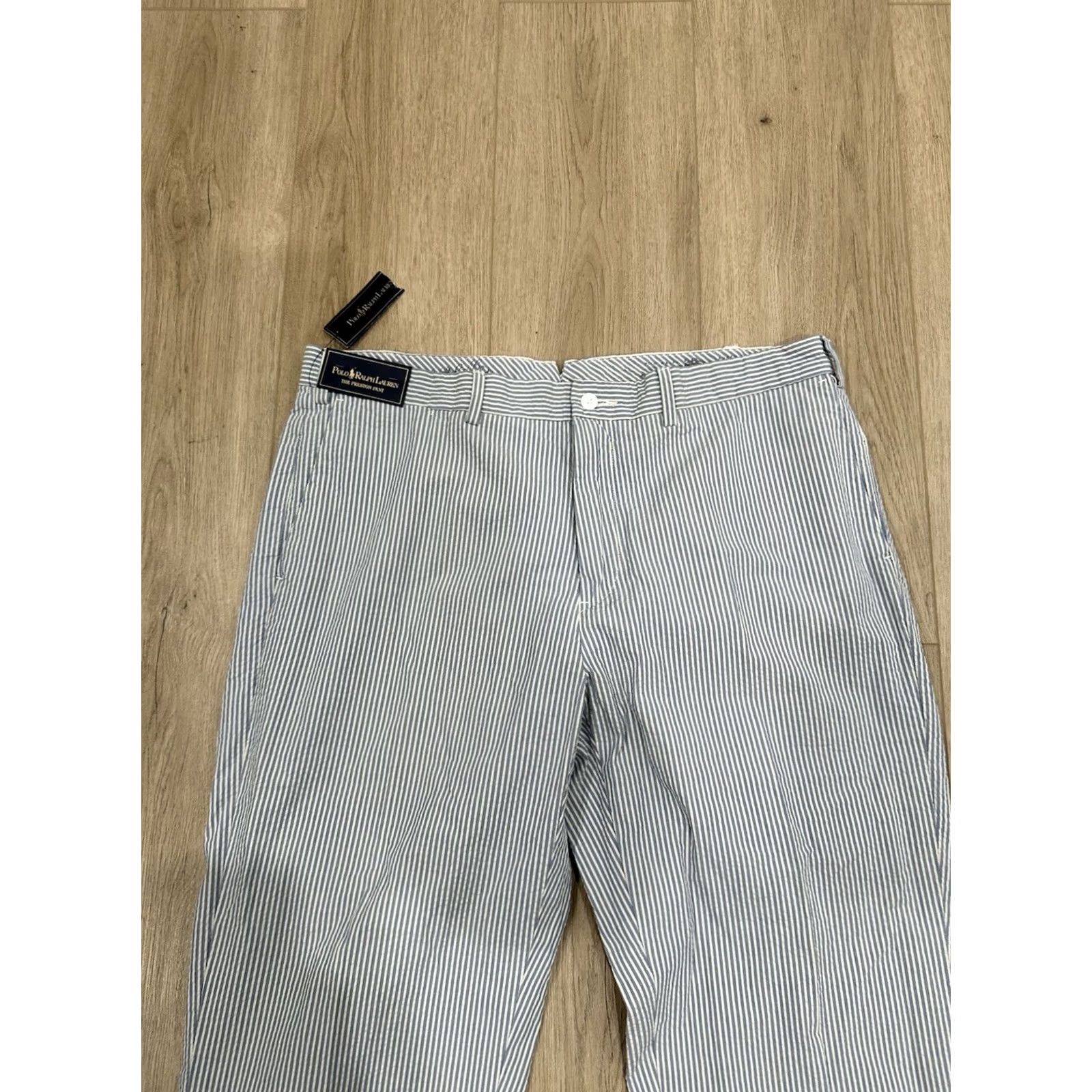 Polo Ralph Lauren NWT Polo Ralph Lauren Preston Pant Mens 38x30 Blue Striped Seersucker Shirt Pants Casual Chino Size US M / EU 48-50 / 2 - 4 Thumbnail