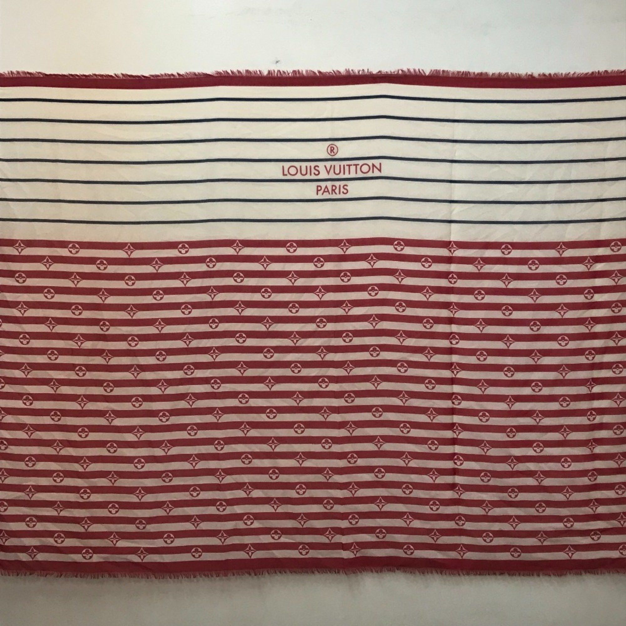 Louis Vuitton Louis Vuitton M76193 Width Stole/Shawl White x Red Size ONE SIZE - 1 Thumbnail