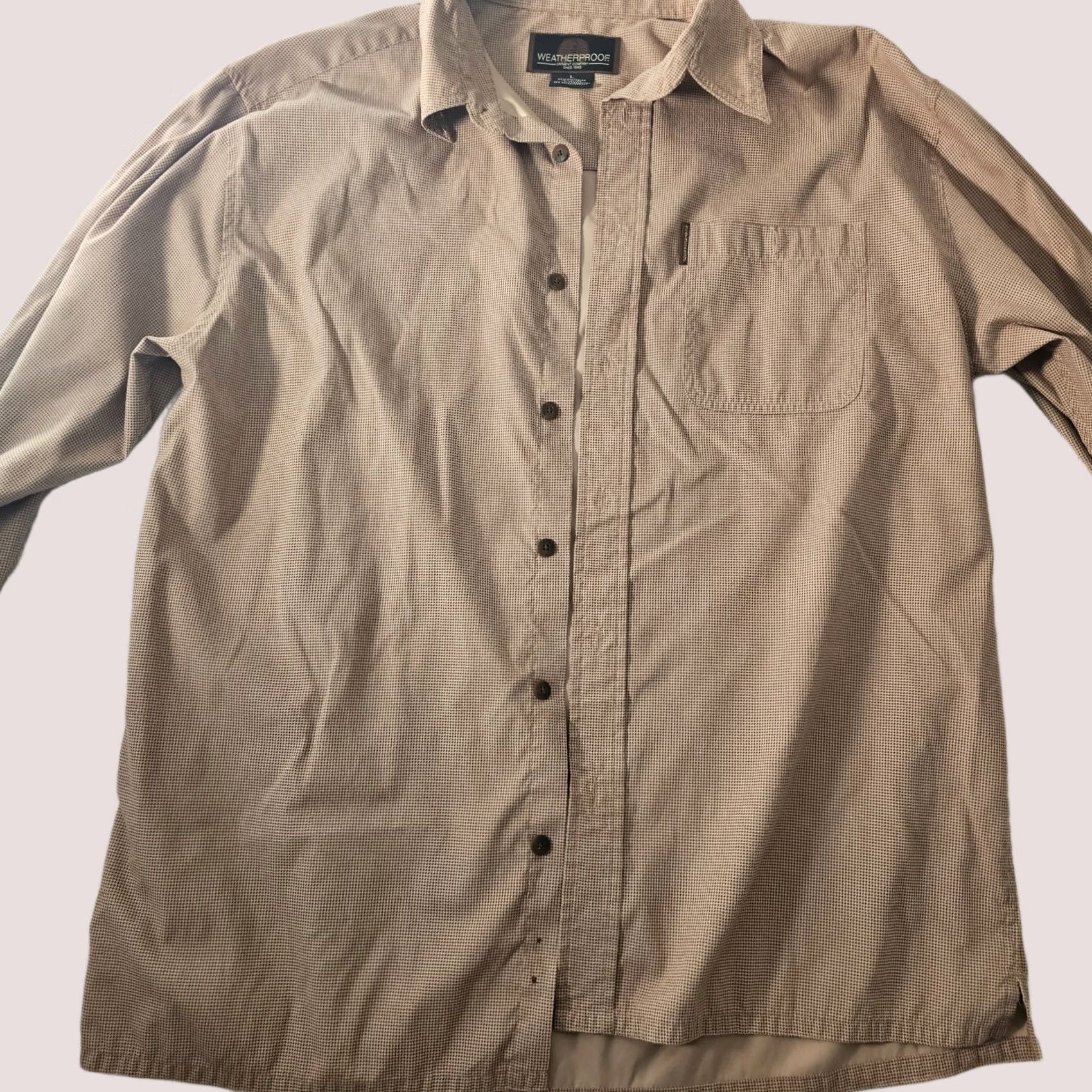 Weatherproof Weatherproof Mens L Shirt Button-Down Long Sleeve Brown Check Nylon Pocket Casual Workwear Button-Up Vintage: No Thread Size US L / EU 52-54 / 3 - 1 Thumbnail