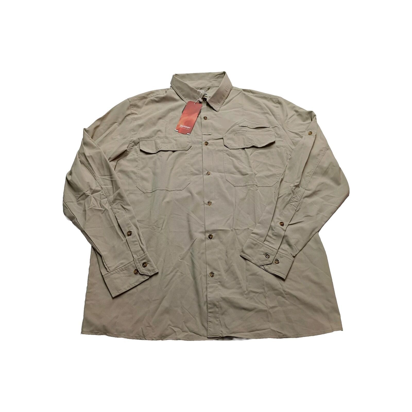 & Other Stories 33,000FT Roll Tab Sleeve Air-Hole Tech Shirt Men's XL Beige Size US XL / EU 56 / 4 - 1 Thumbnail