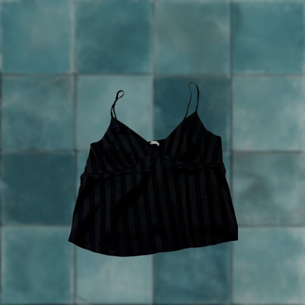 Abercrombie & Fitch Abercrombie & Fitch Sleepwear Camisole Womens Medium Black Striped Satin Top Size M / US 6-8 / IT 42-44 - 1 Thumbnail
