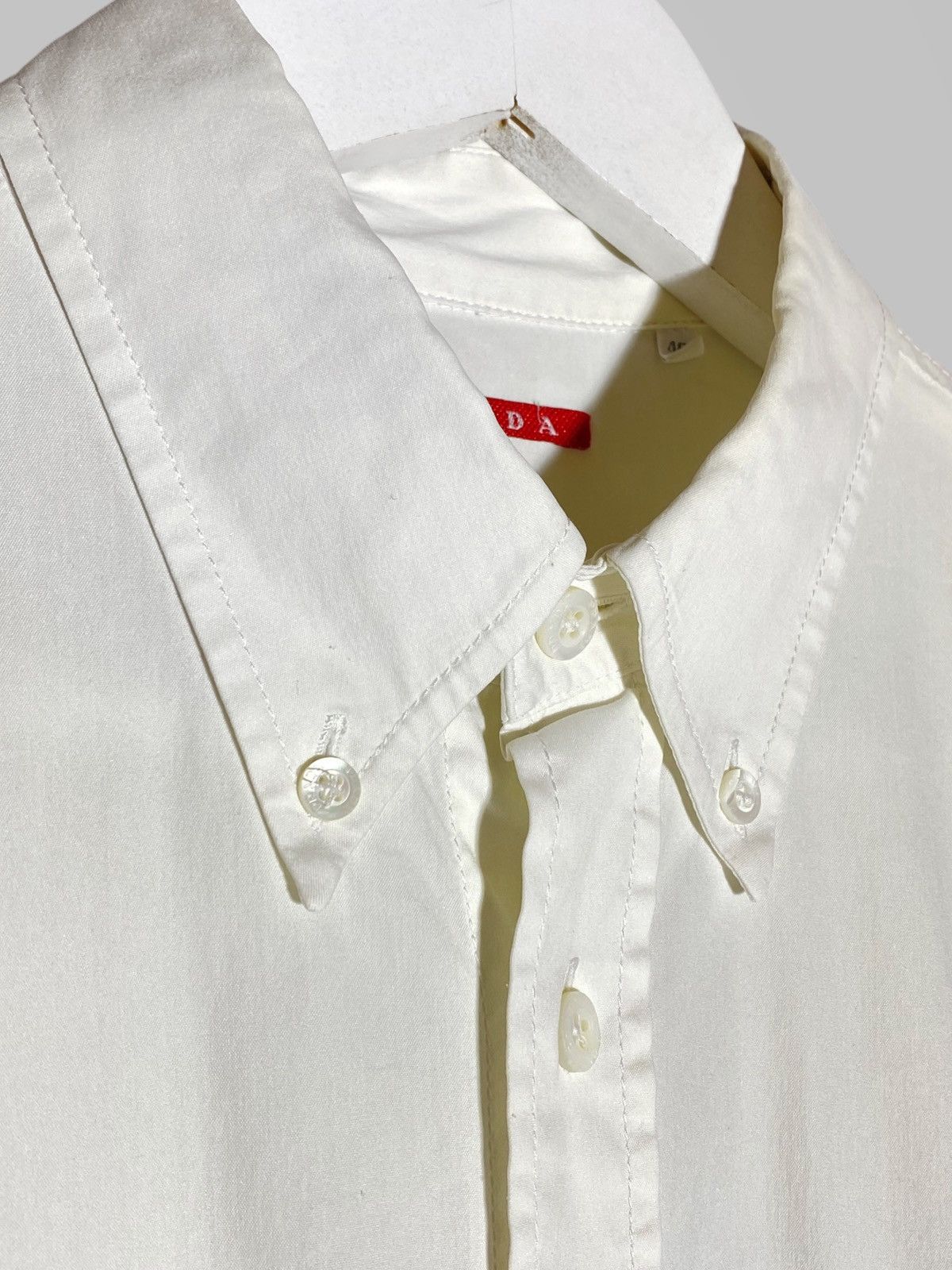 Prada Prada Tab Logo White Elastic Cotton Blend Pocket Shirt Size US M / EU 48-50 / 2 - 4 Thumbnail