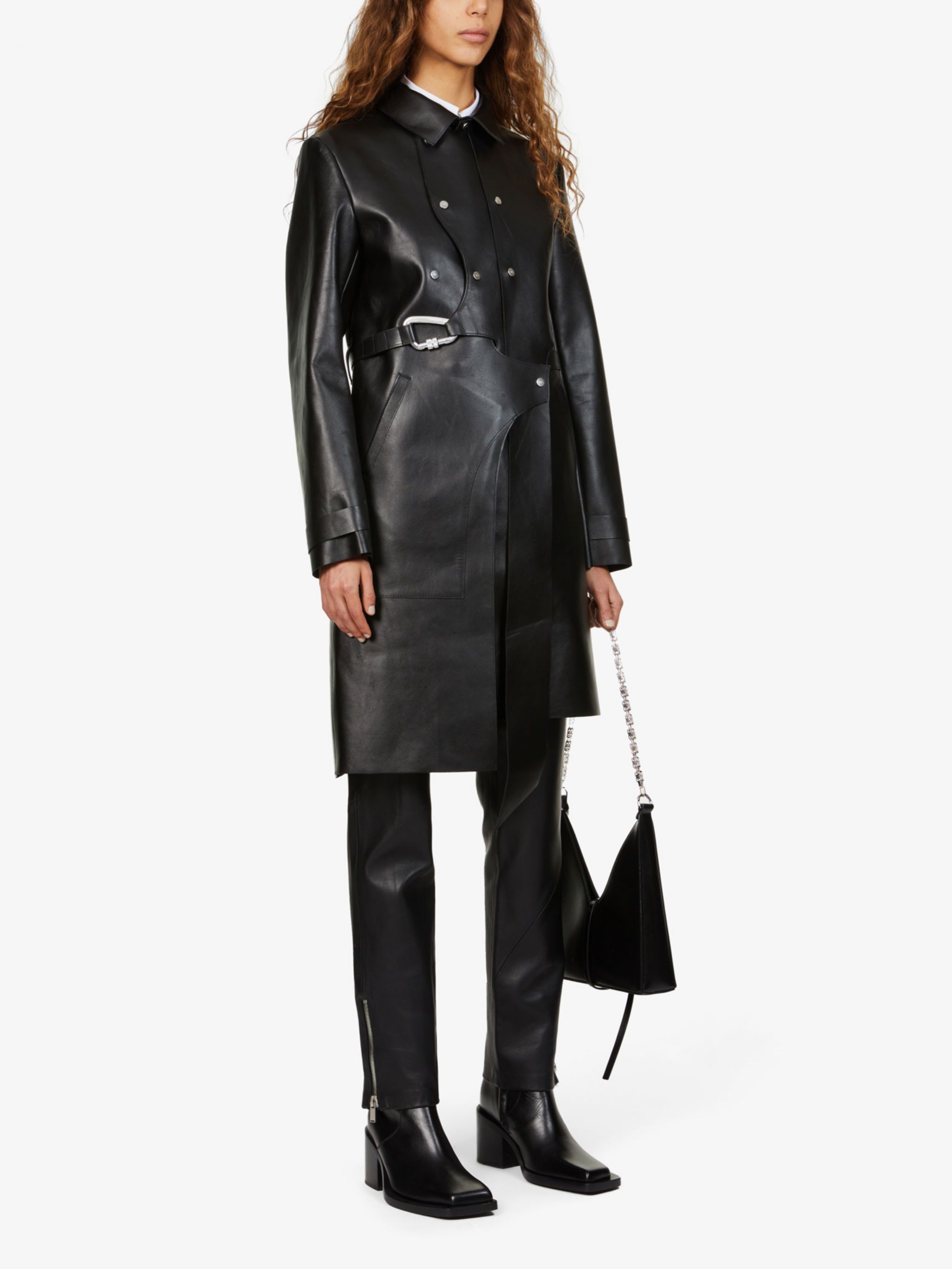 Heliot Emil Heliot Emil FW21 Drape-panel Leather Coat Size XXS / US 00 / IT 34 - 3 Thumbnail