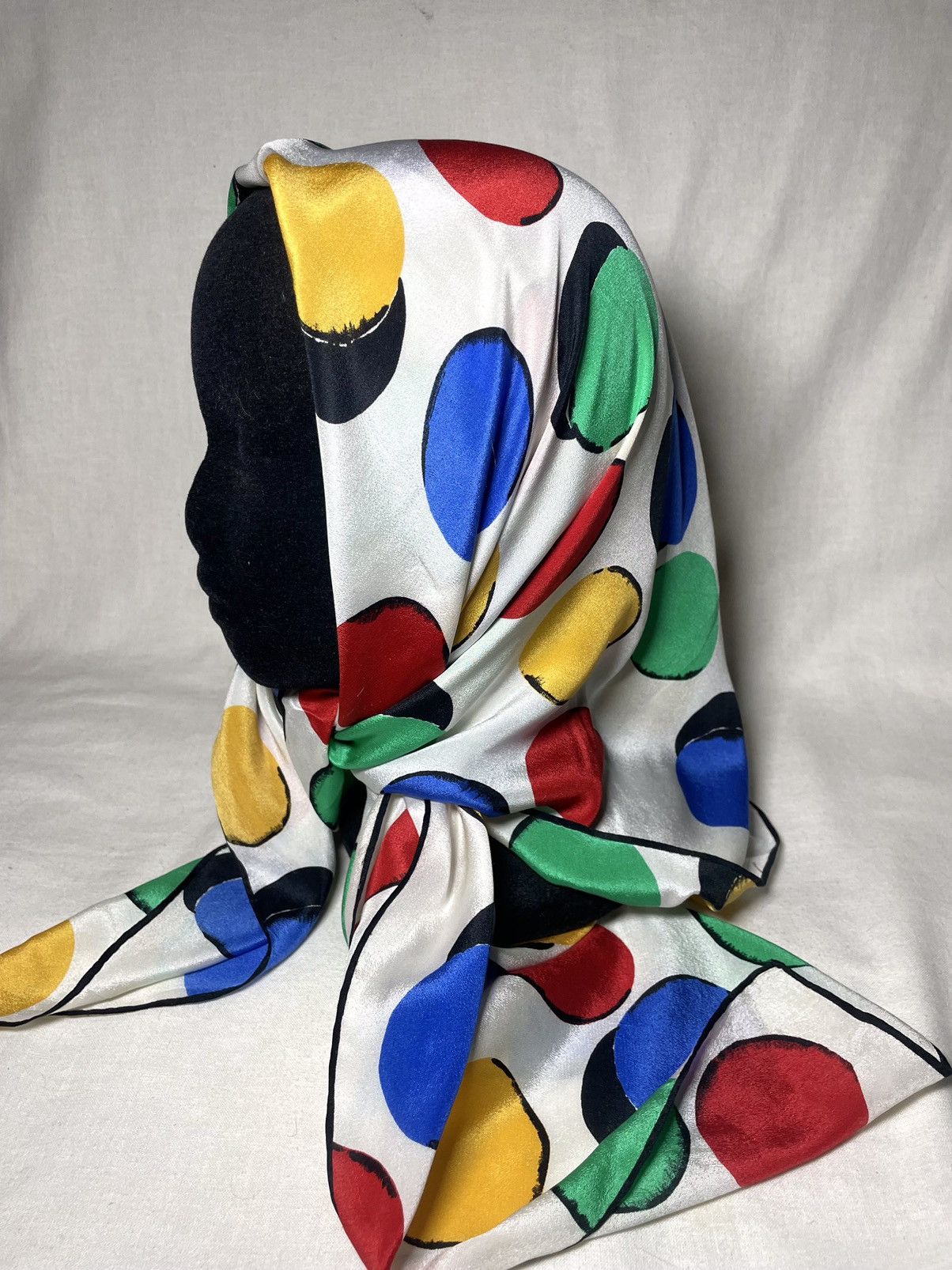Vintage Loredano white polka dot silk scarf Size ONE SIZE - 5 Thumbnail