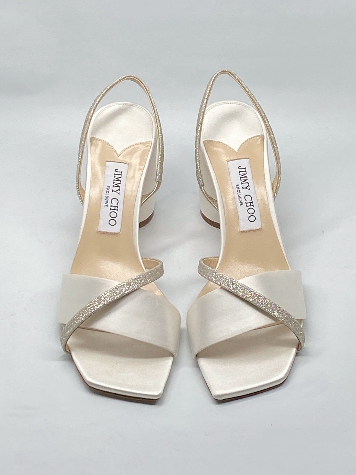 Jimmy Choo Jimmy Choo Plum Satin & Glitter Slingback Sandals size 39.5 Size US 9.5 / IT 39.5 - 3 Thumbnail
