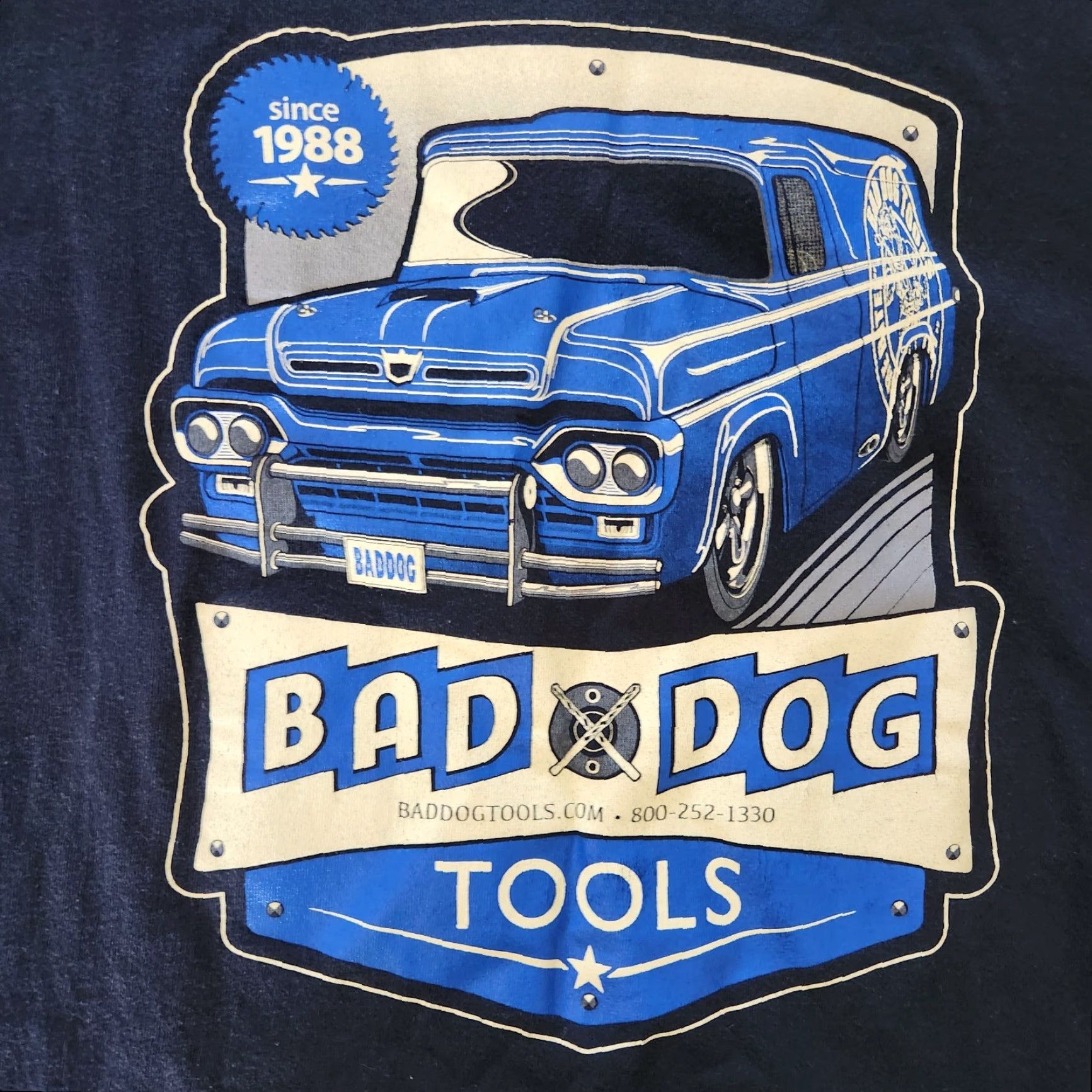 Vintage Bad Dog Tools Promotional T Shirt Tee XL Blue Classic Trucks Shirt Adults Men Button-Front Embroidered Pockets Dogs Theme Size US XL / EU 56 / 4 - 2 Thumbnail
