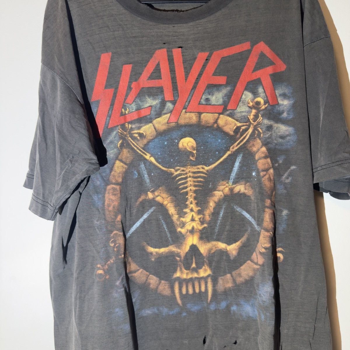 Vintage 1994 slayer circle of beliefs distressed and faded t shirt Size US XL / EU 56 / 4 - 2 Thumbnail