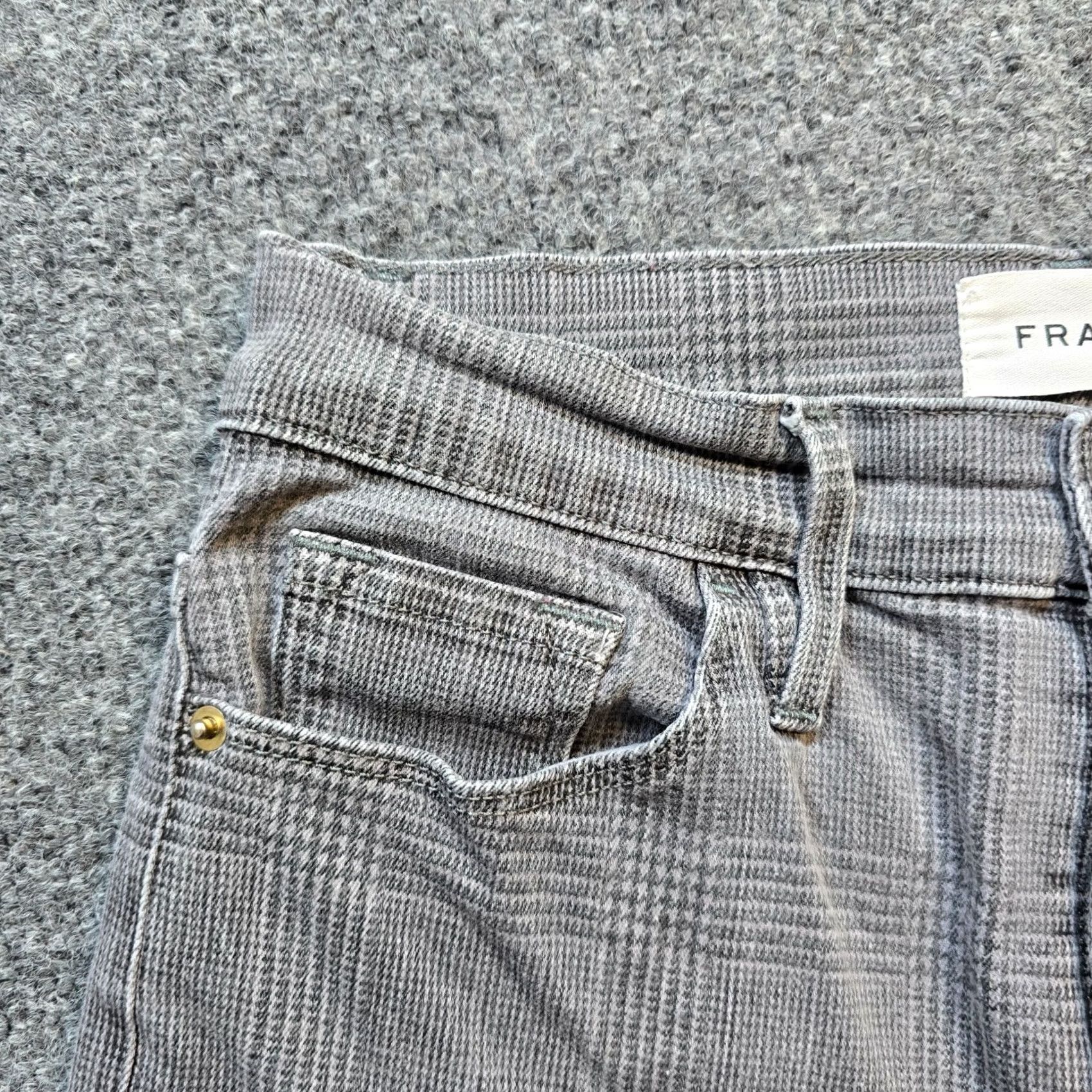 Frame FRAME Jeans Womens Size 25 Gray Plaid DenimHigh Rise Cigarette Ankle Casual Regular Pocket 5-Pocket Womens Boys Girls Mens N/A Size 42" / US 20 - 3 Thumbnail