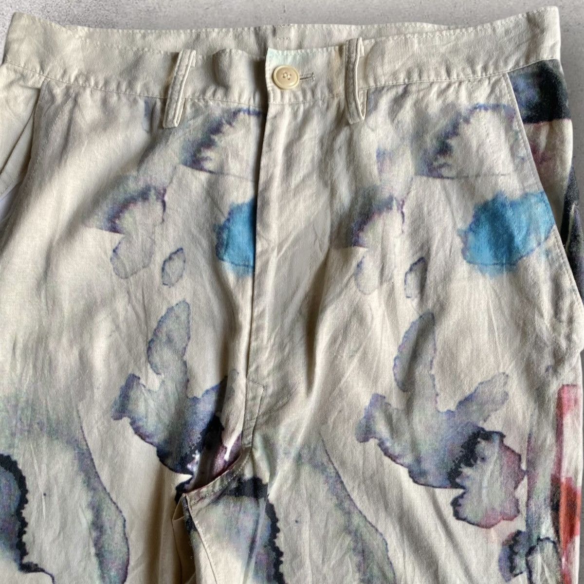Yohji Yamamoto SS10 Y’s Linen Blend Water Color Print Pants Size US 30 / EU 46 - 4 Thumbnail