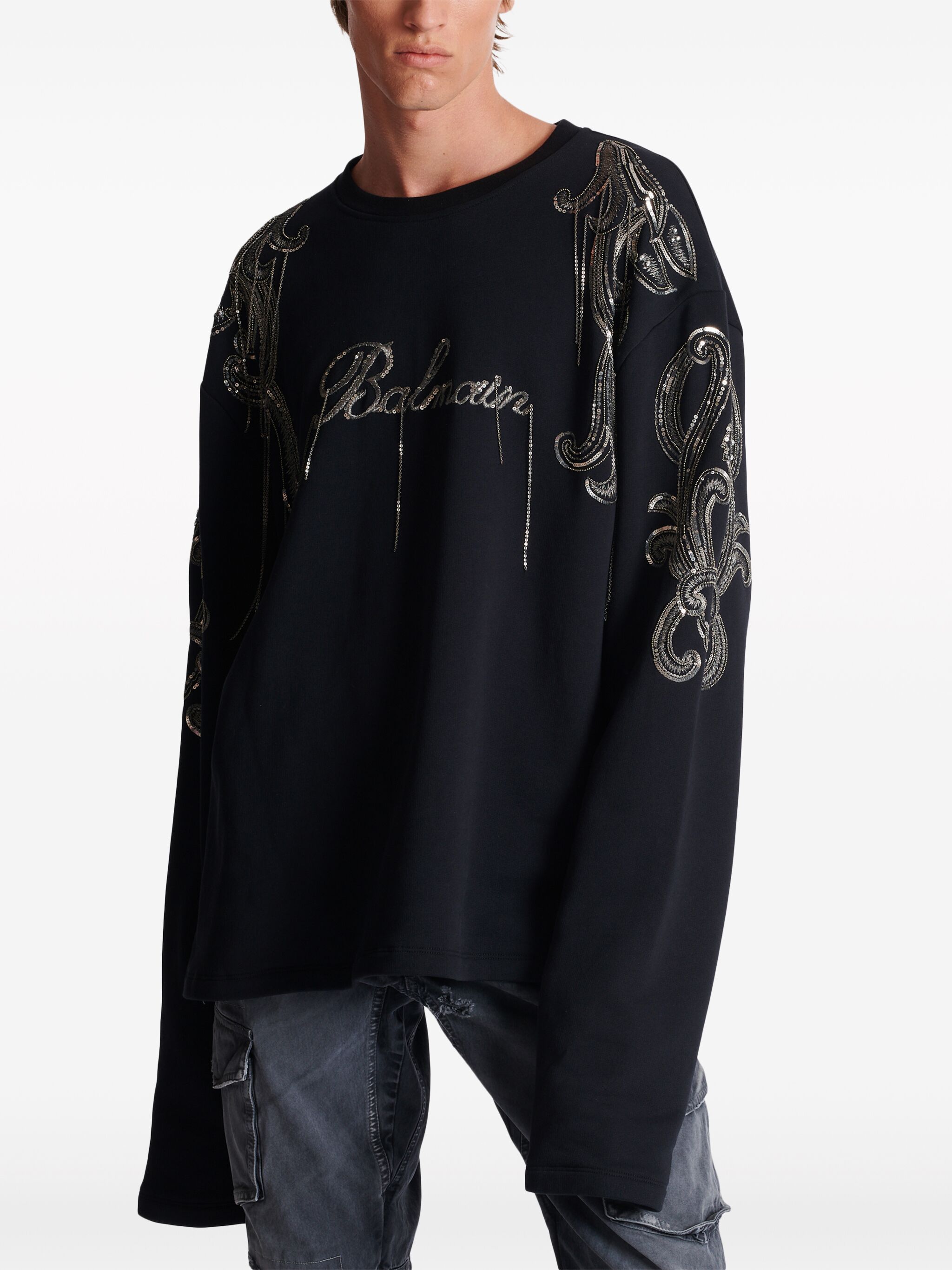 Balmain o1s1wg110125 Logo Sweatshirt in Black Size US L / EU 52-54 / 3 - 5 Thumbnail