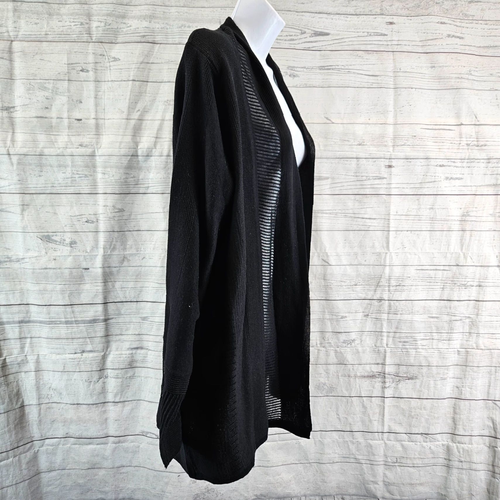 Vintage Foxcroft Cardigan Women's XL Black Open Front Long Sleeve Cotton Blend Sweater Size XL / US 12-14 / IT 48-50 - 3 Thumbnail