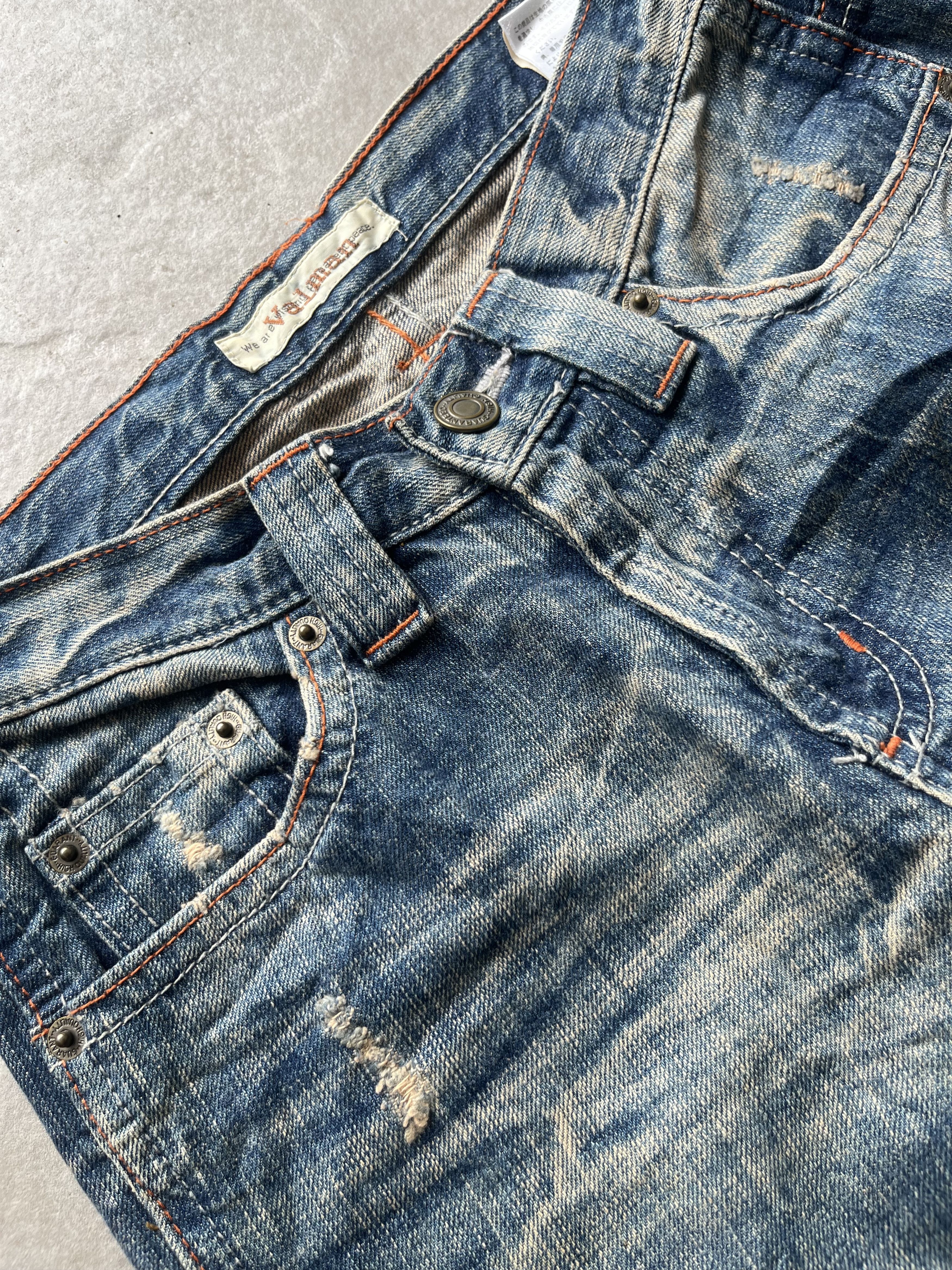 Tornado Mart 💥rare💥valman barbwire whisker flare jeans Size US 27 - 4 Thumbnail
