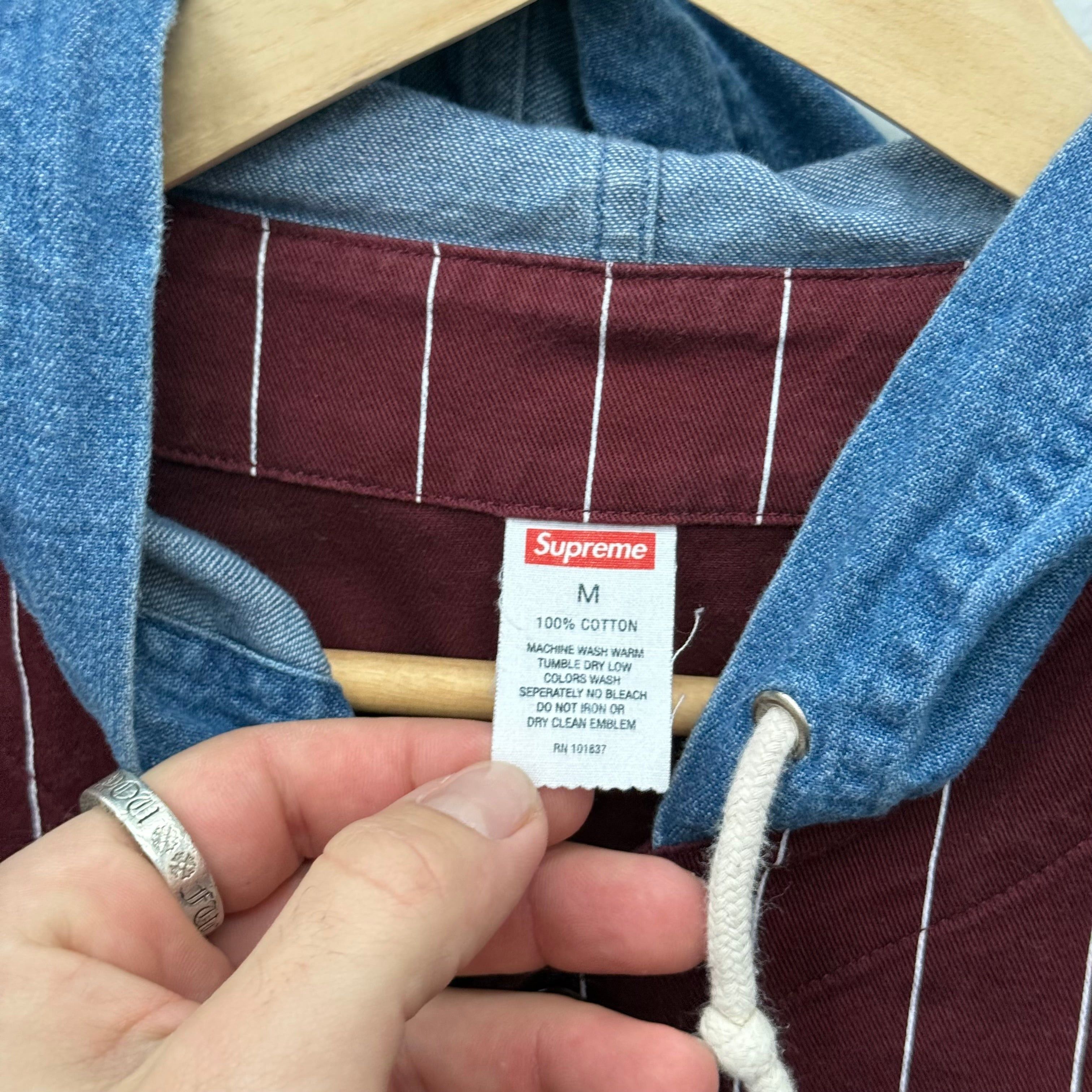 Supreme Supreme Denim Hooded Baseball Jersey Shirt - Size M Size US M / EU 48-50 / 2 - 3 Thumbnail
