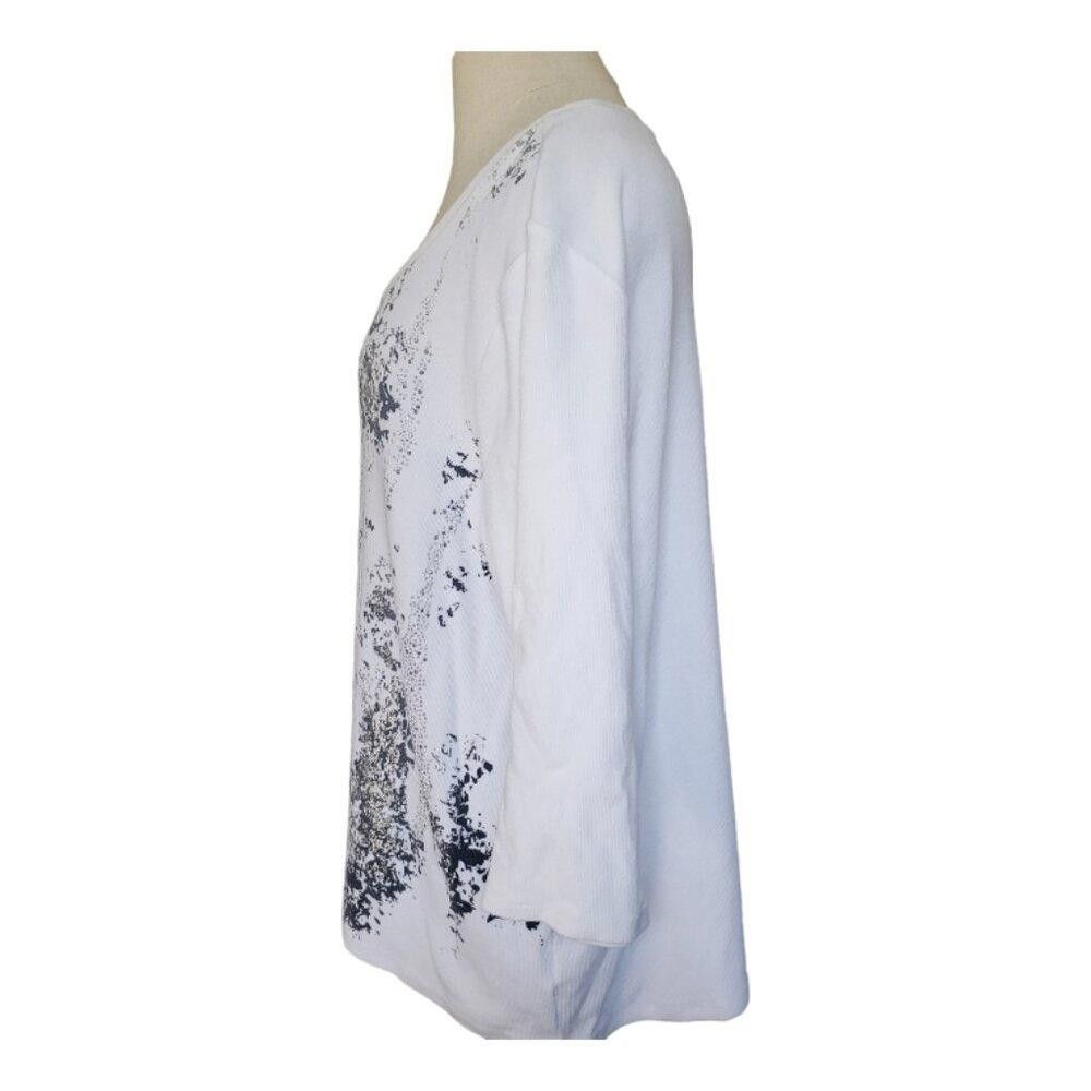 Chicos CT635 Chico's Zenergy White & black Ribbed T-shirt S Size S / US 4 / IT 40 - 3 Thumbnail