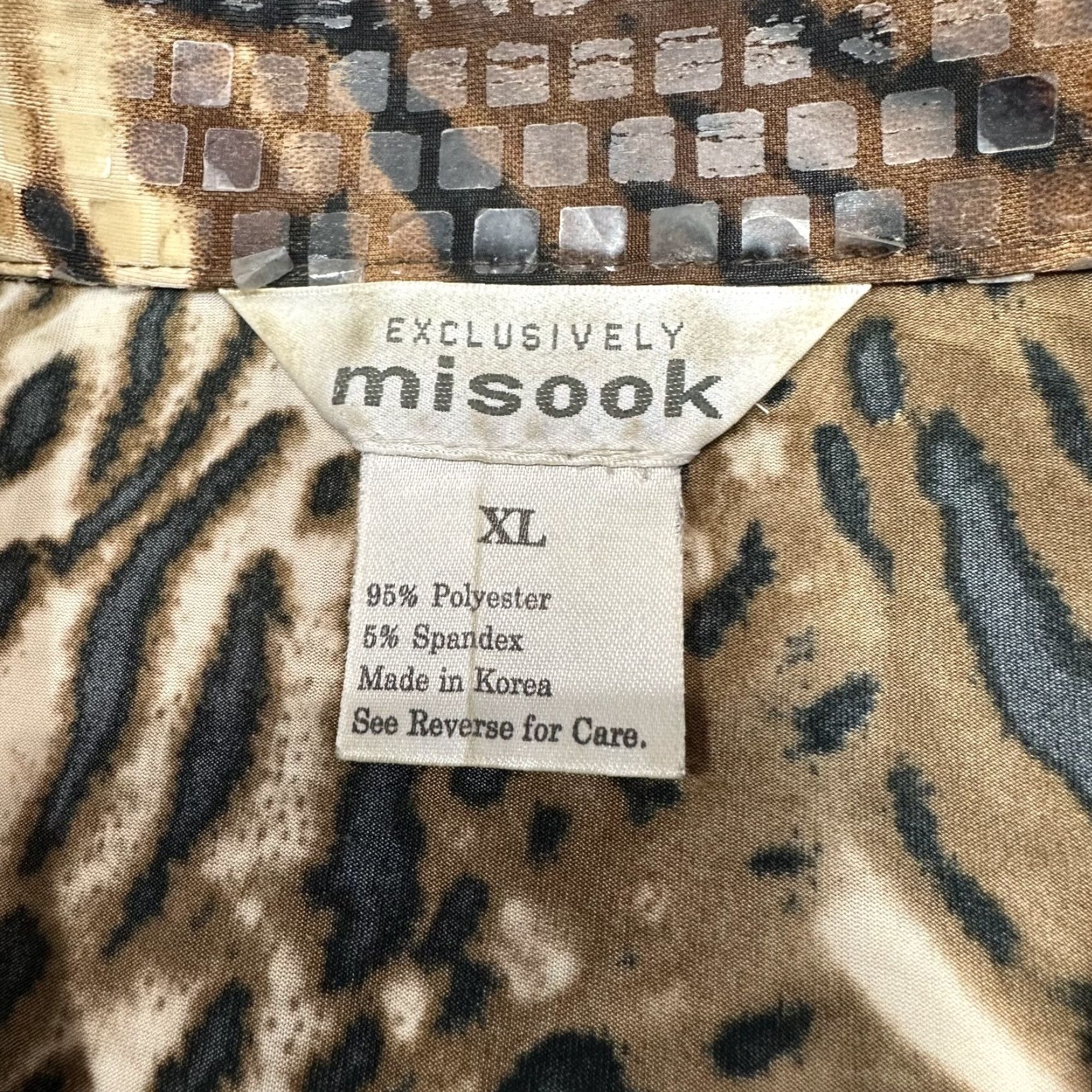 Vintage VINTAGE Misook Jacket Women Long Sleeve Zip Up Tiger Exotic Brown XL Misook Womens Shiny Polyester Brn Brown Jacket Places Ladies Mens Girls? Size XL / US 12-14 / IT 48-50 - 4 Thumbnail