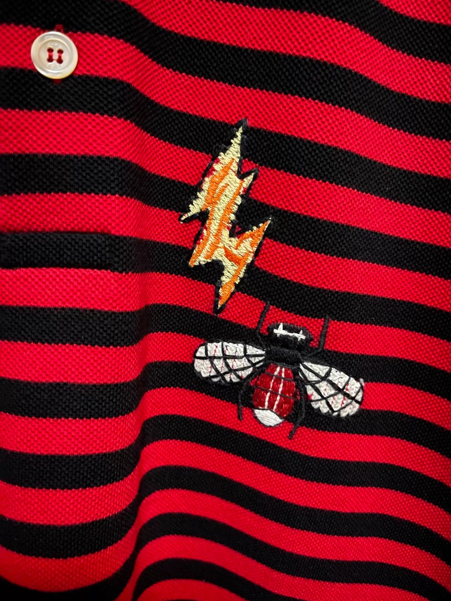 Gucci Gucci Red Black Stripe Fitted Polo L (Italy) Size US L / EU 52-54 / 3 - 4 Thumbnail