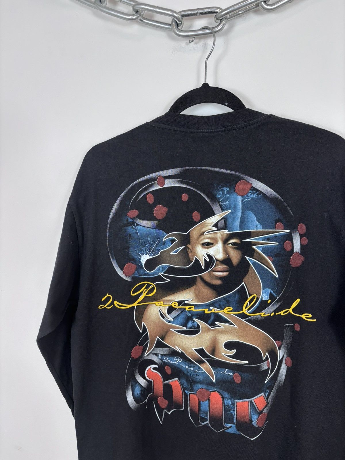 Rap Tees Vintage 2Pac Shakur Y2K Black AOP Big Logo Long Sleeve Tee Size US L / EU 52-54 / 3 - 13 Thumbnail